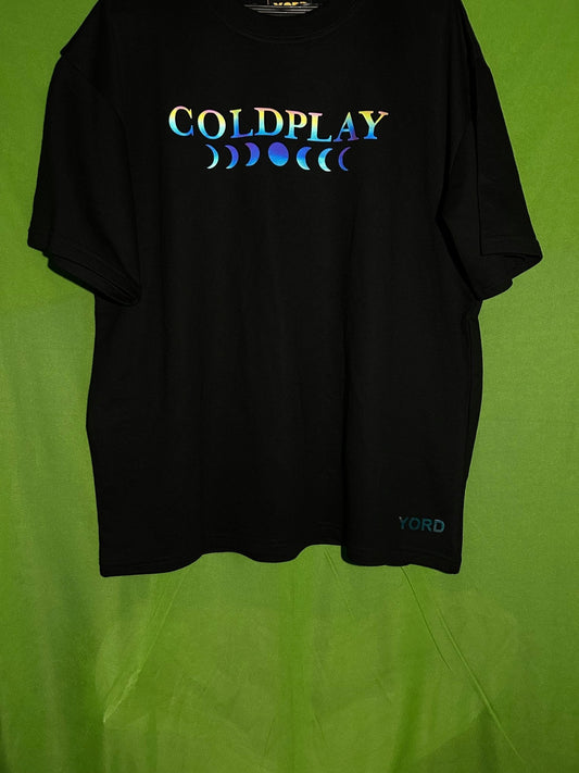 Premium Coldplay Moon Phases Holographic T-Shirt - Luxury Oversized Concert Edition - YORD
