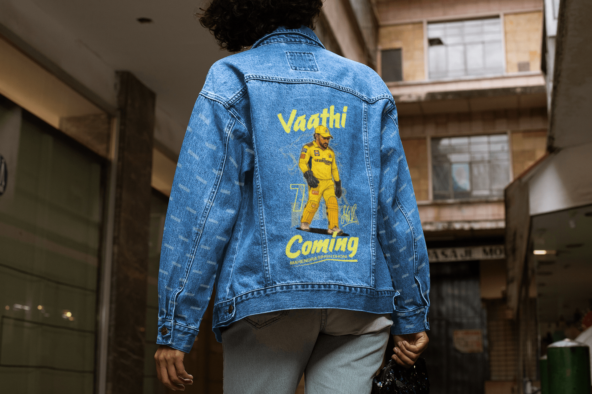 Premium CSK M S Dhoni Tribute Denim Jacket - Limited Edition - YORD