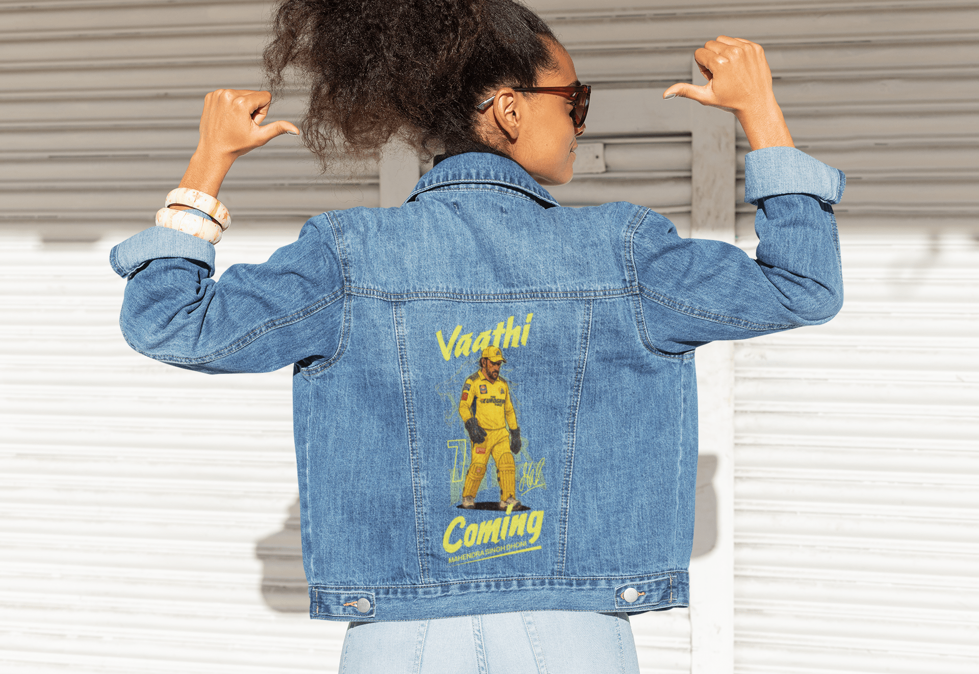 Premium CSK M S Dhoni Tribute Denim Jacket - Limited Edition - YORD