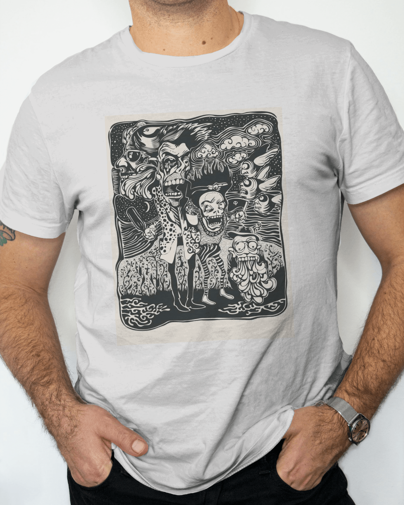 Premium Dark Art Graphic White T-shirt - Limited Edition - YORD