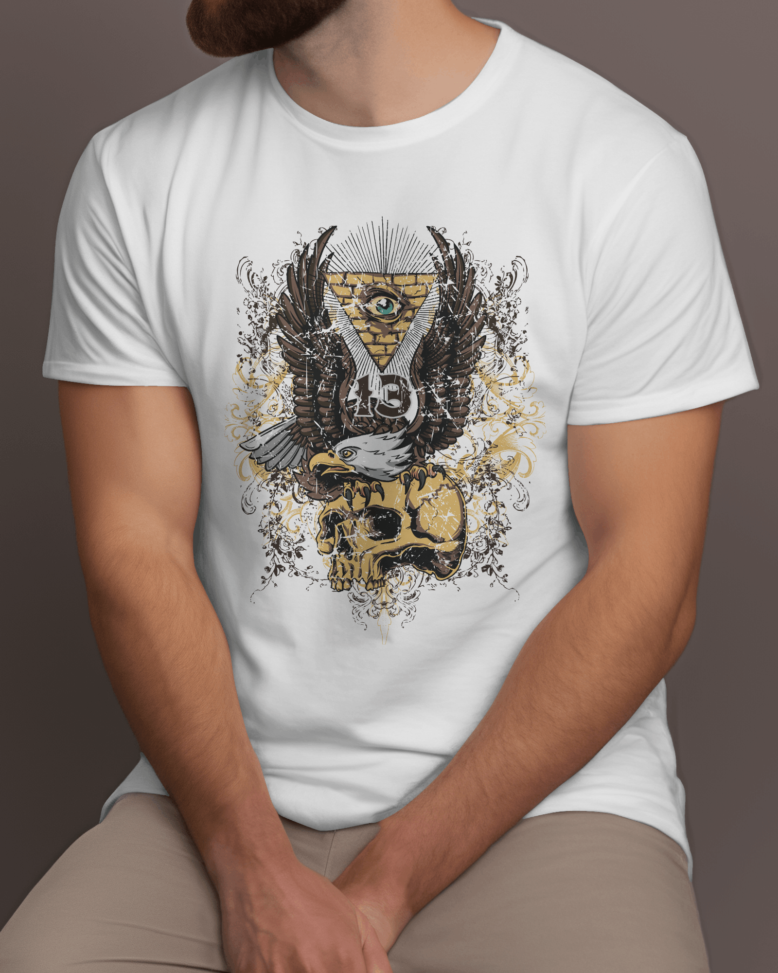 Premium Eagle & Skull Mystic Eye Graphic T-shirt - YORD