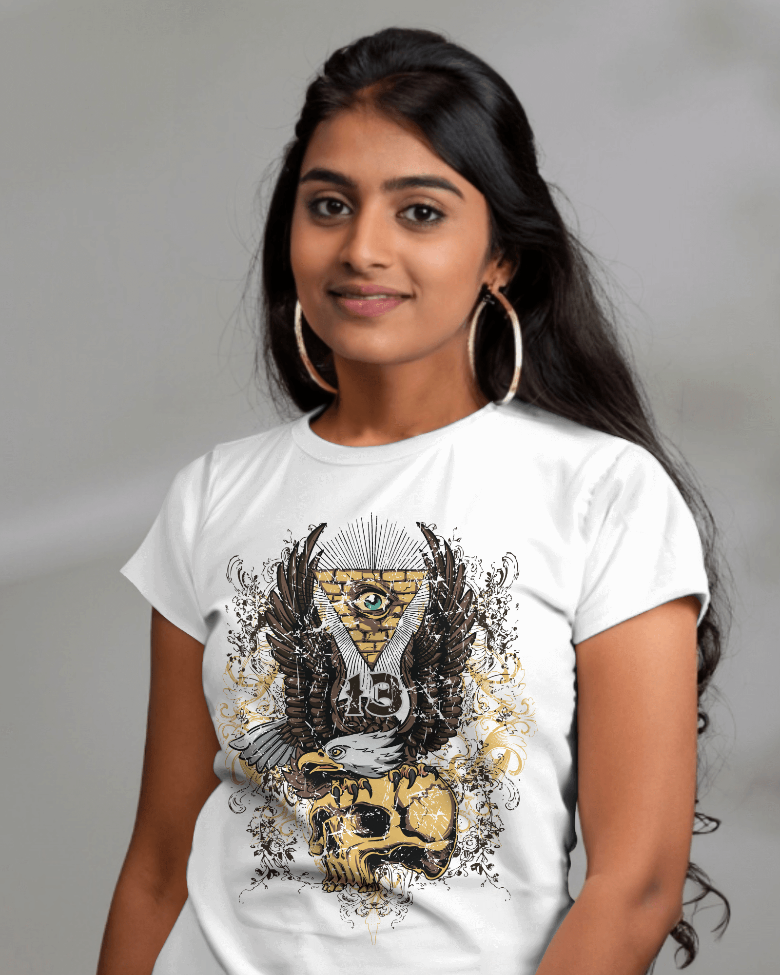 Premium Eagle & Skull Mystic Eye Graphic T-shirt - YORD