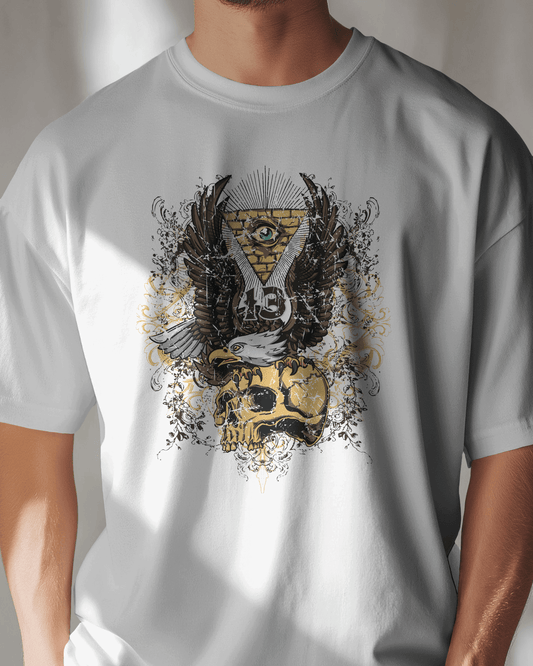 Premium Eagle & Skull Mystic Eye Graphic T-shirt - YORD