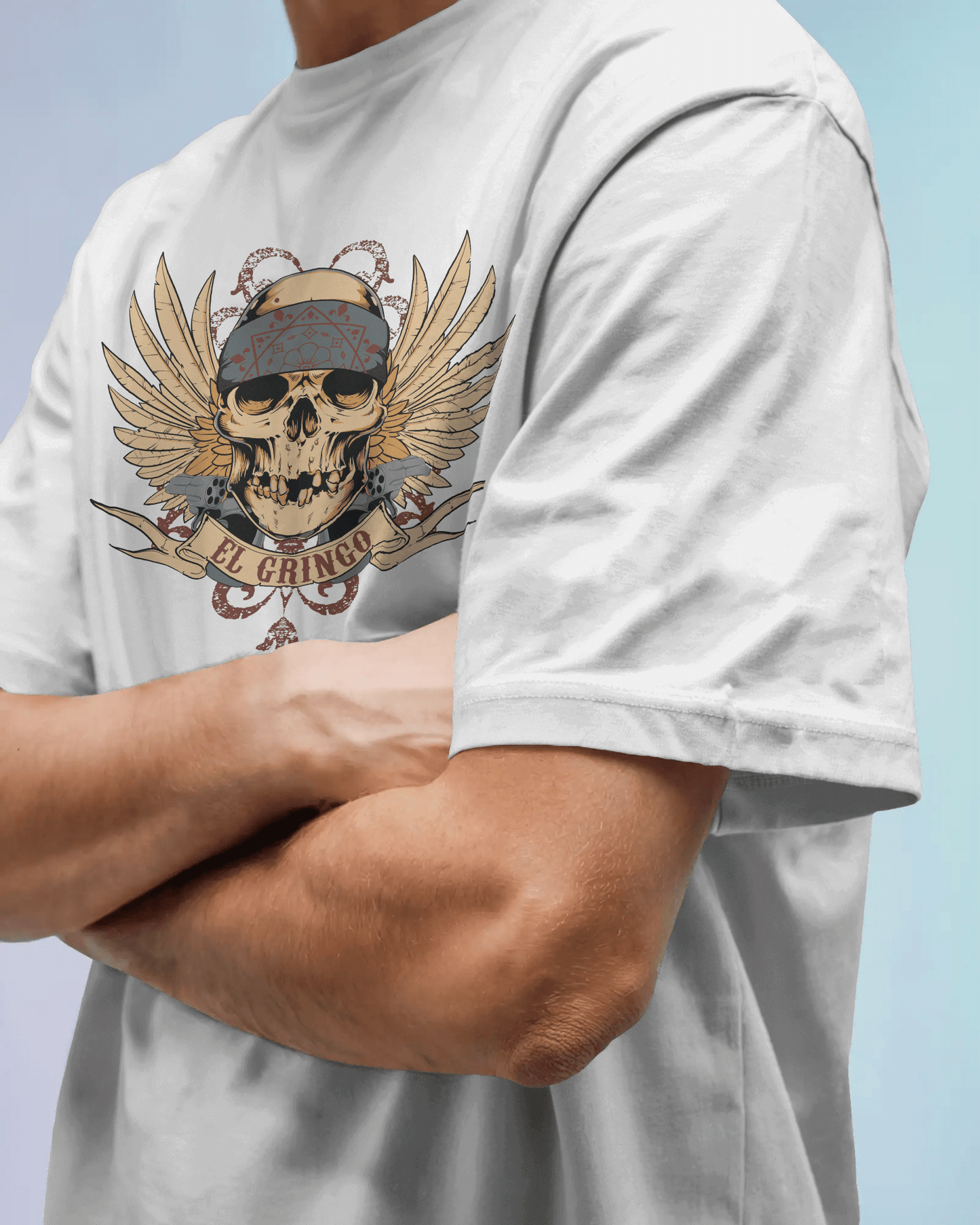 Premium El Gringo Skull Wings Oversized T-Shirt - YORD