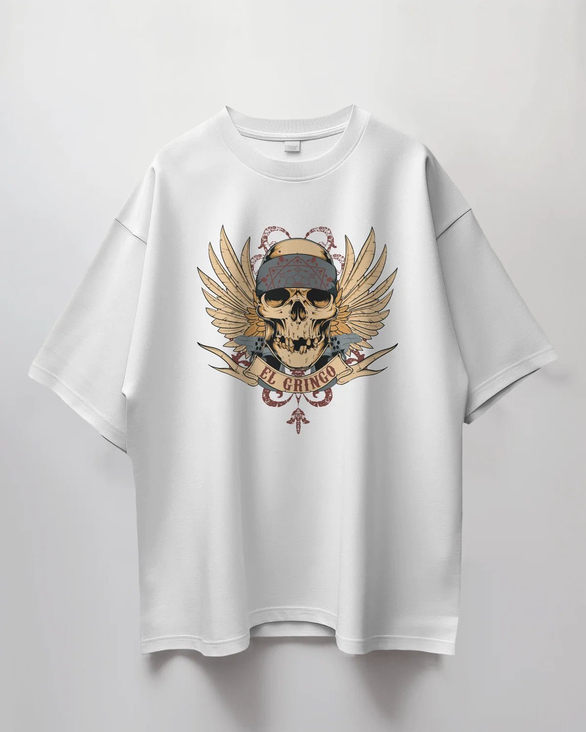 Premium El Gringo Skull Wings Oversized T-Shirt - YORD