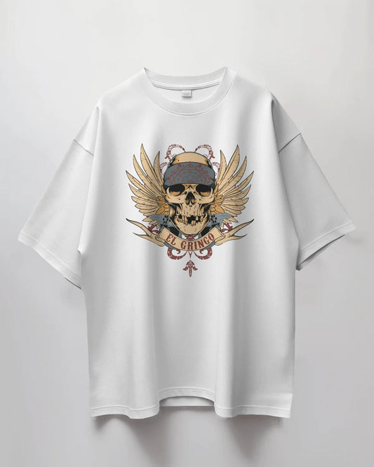 Premium El Gringo Skull Wings Oversized T-Shirt - YORD