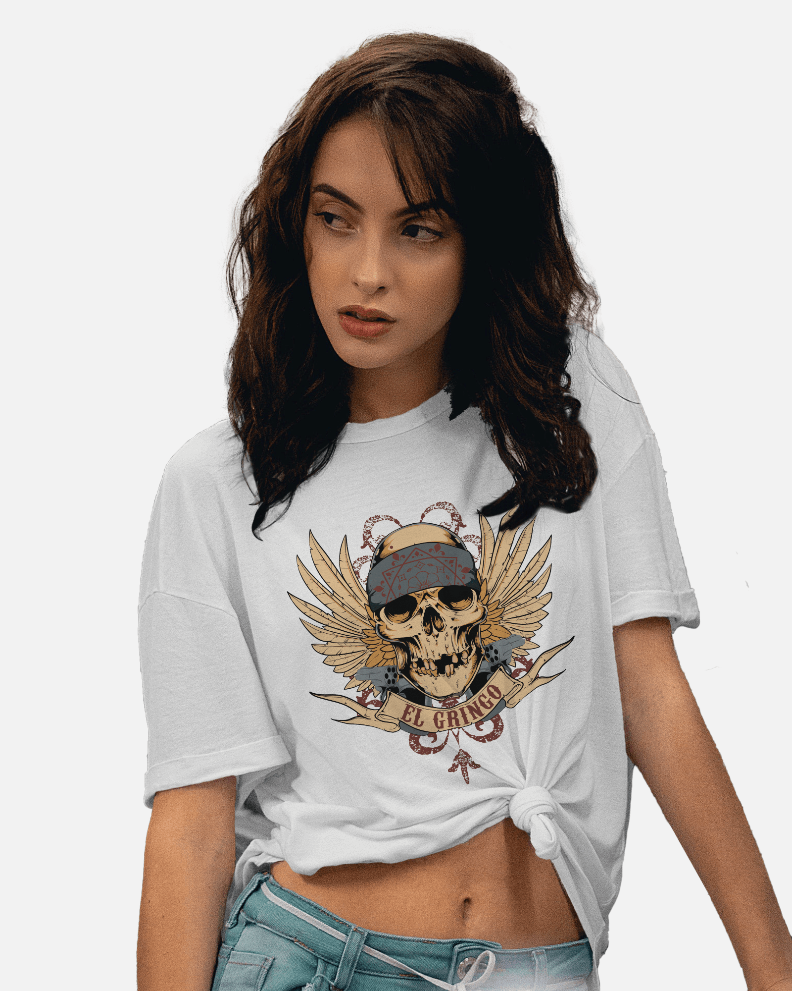 Premium El Gringo Skull Wings Regular T-shirt - YORD