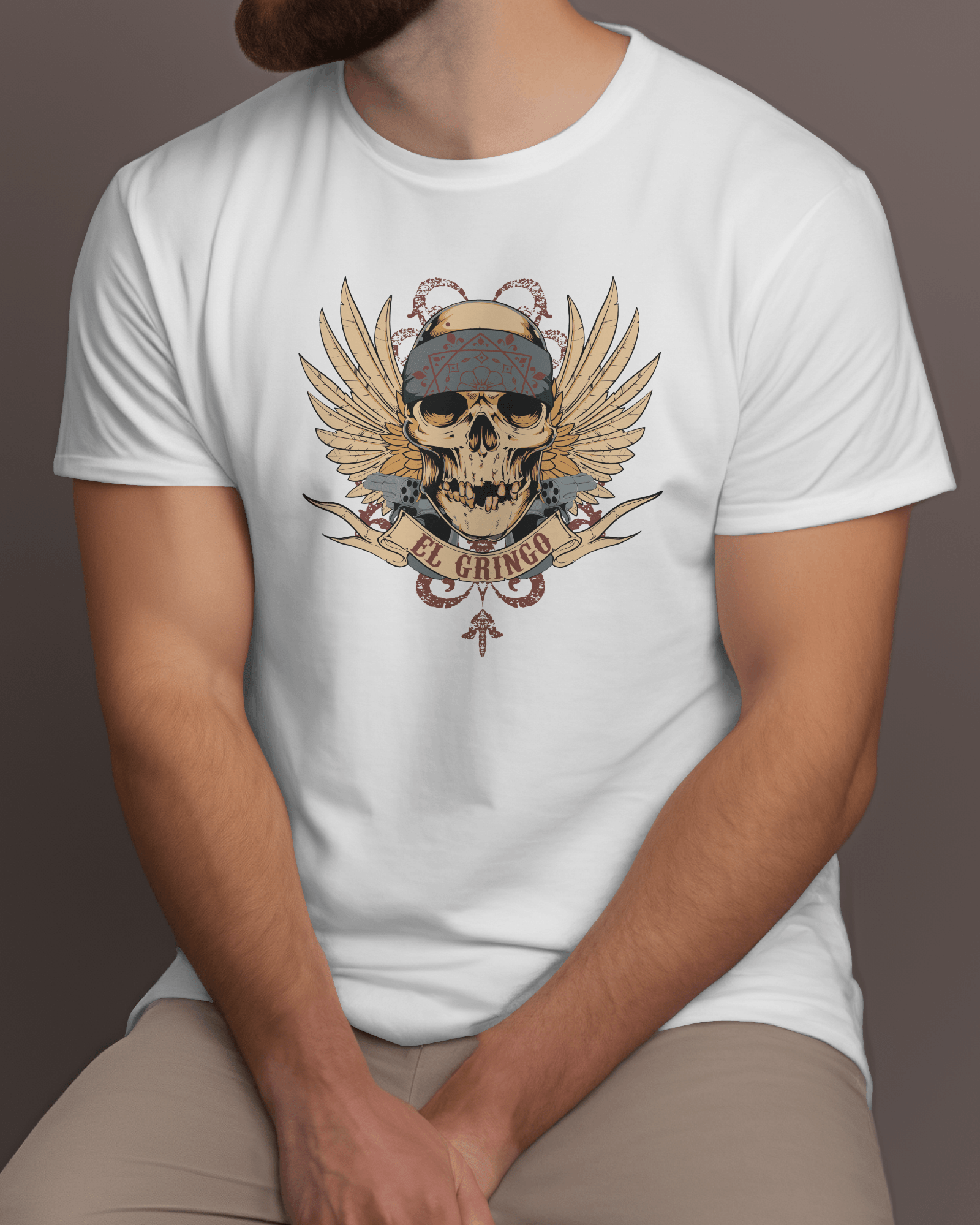 Premium El Gringo Skull Wings Regular T-shirt - YORD