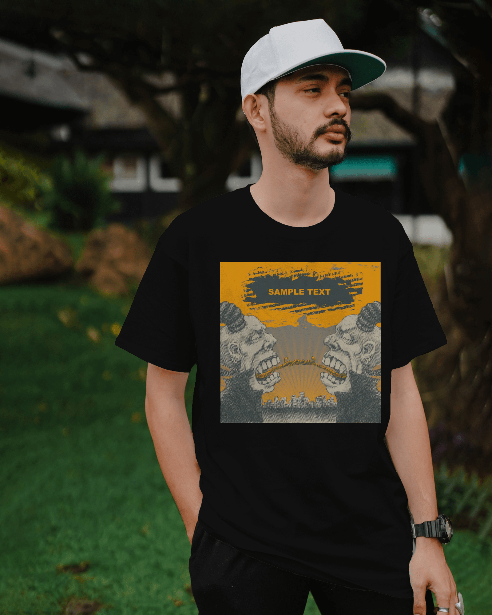 Premium Gone Fishing Distressed Print Regular T-shirt - YORD