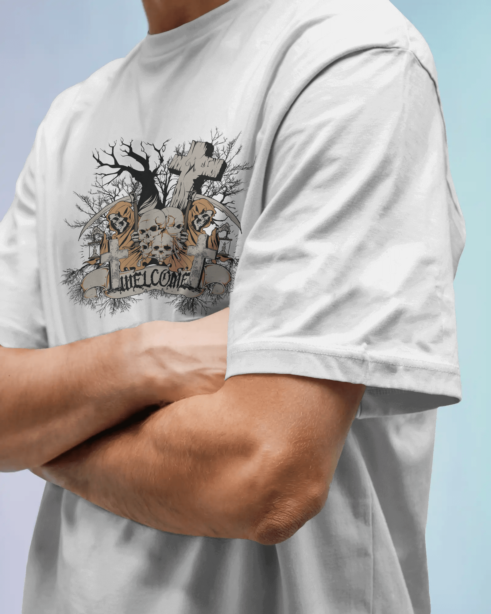 Premium Grim Reaper 'Unwelcome' Oversized Gothic T-shirt - YORD