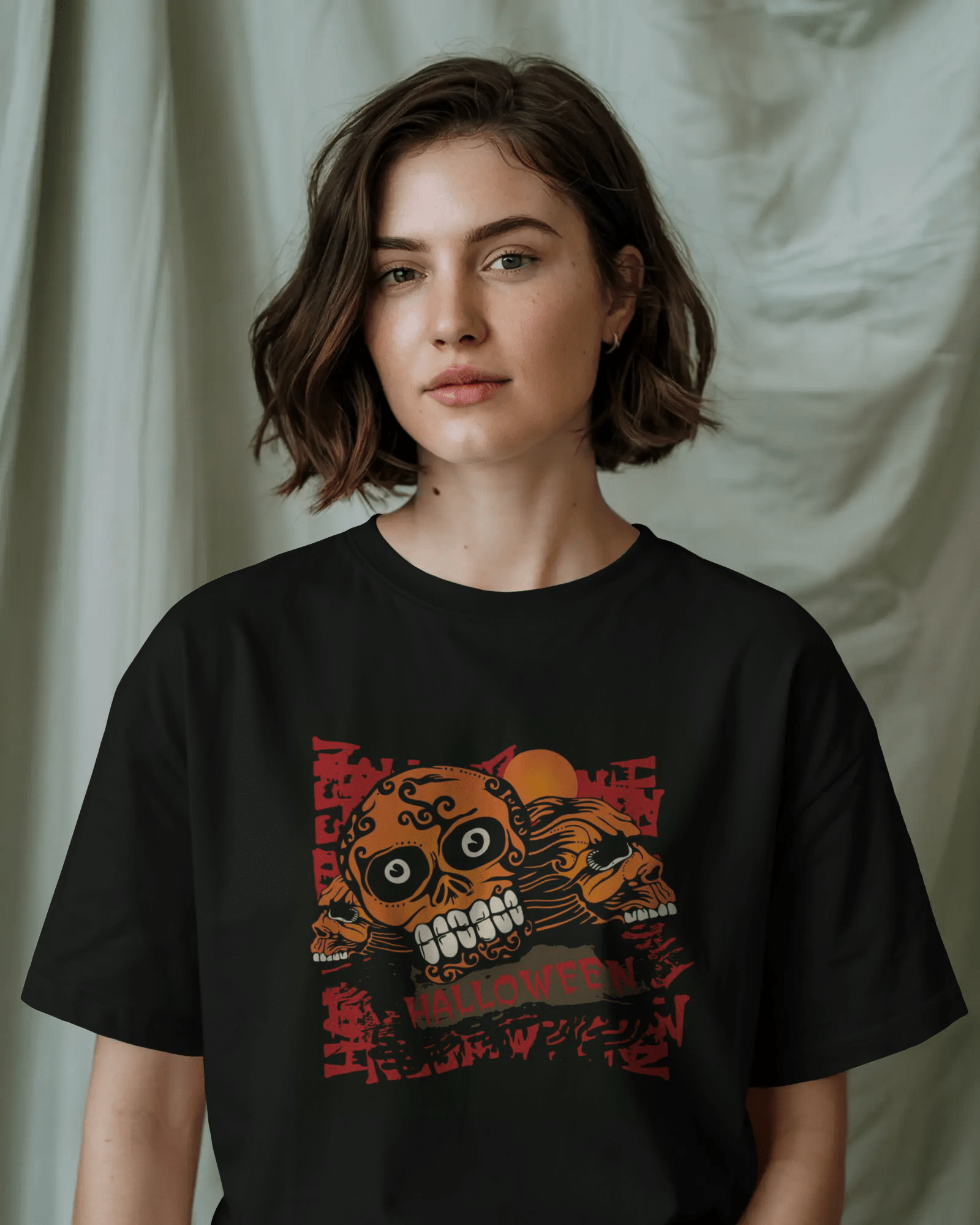 Premium Halloween Sugar Skull Oversized T-Shirt | Limited Edition - YORD