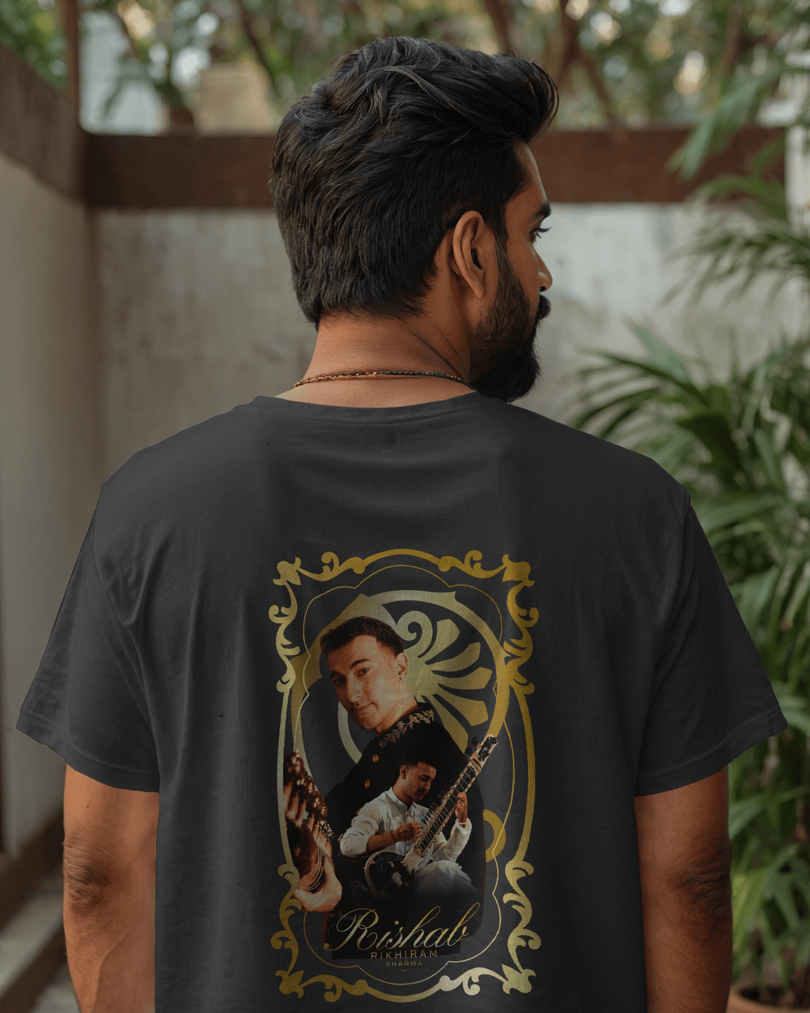 Premium Hand Printed Oversized 'Rishab Rikhiram Sharma' Gold Script T-shirt - YORD
