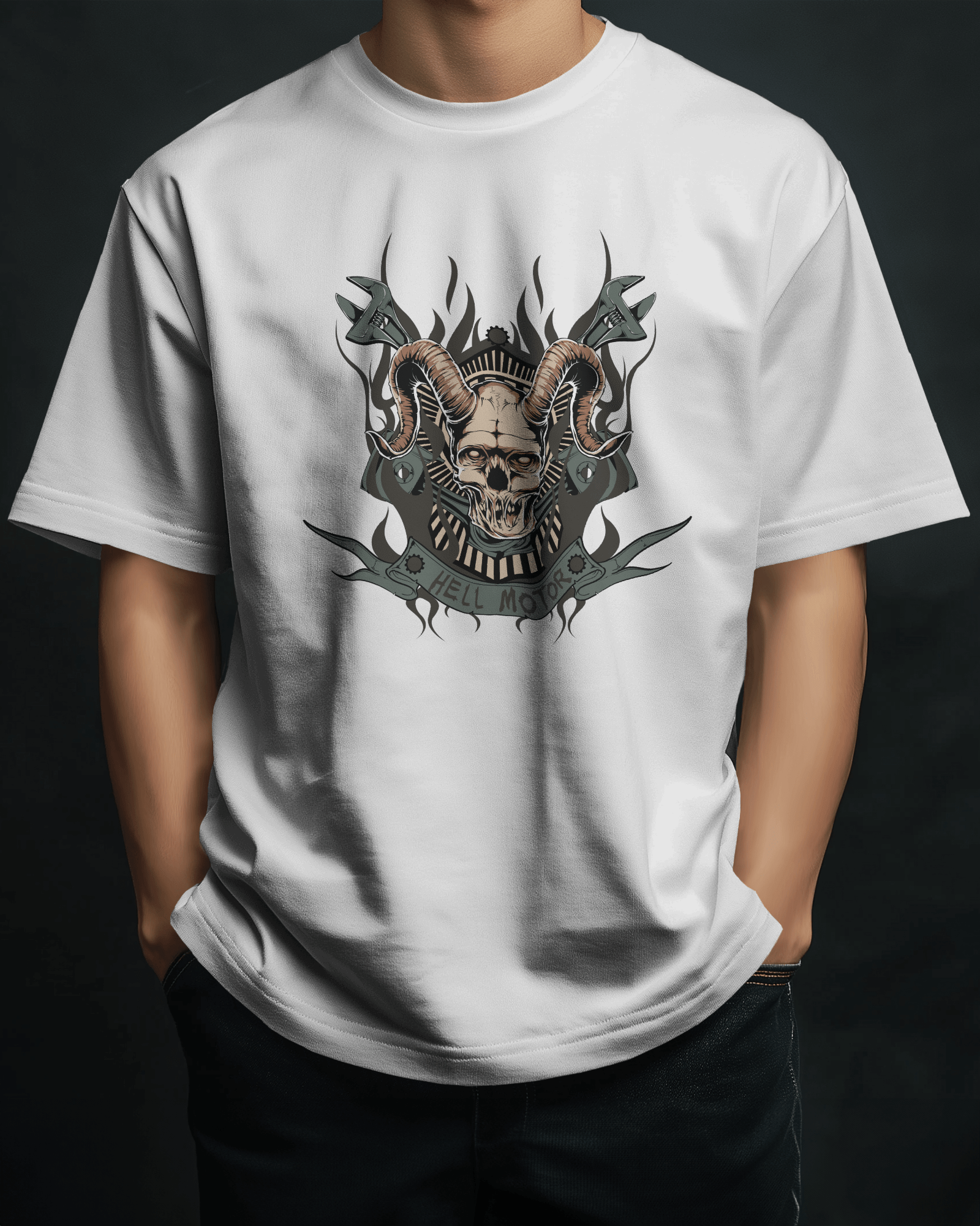 Premium Hell Motors Skull Oversized T-shirt | Limited Edition - YORD