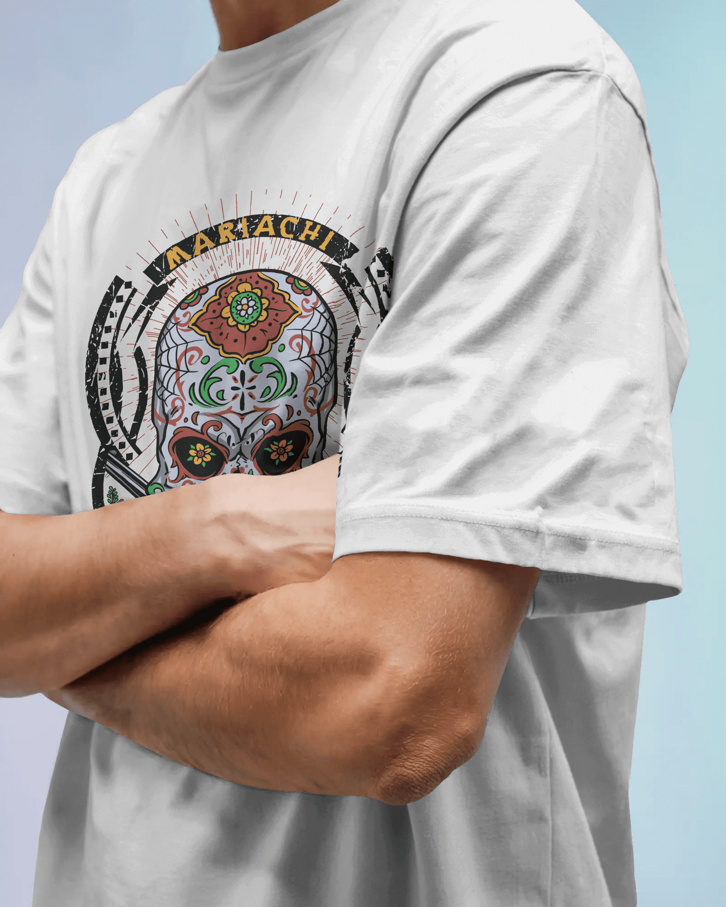 Premium Mariachi Sugar Skull Oversized T-shirt - YORD