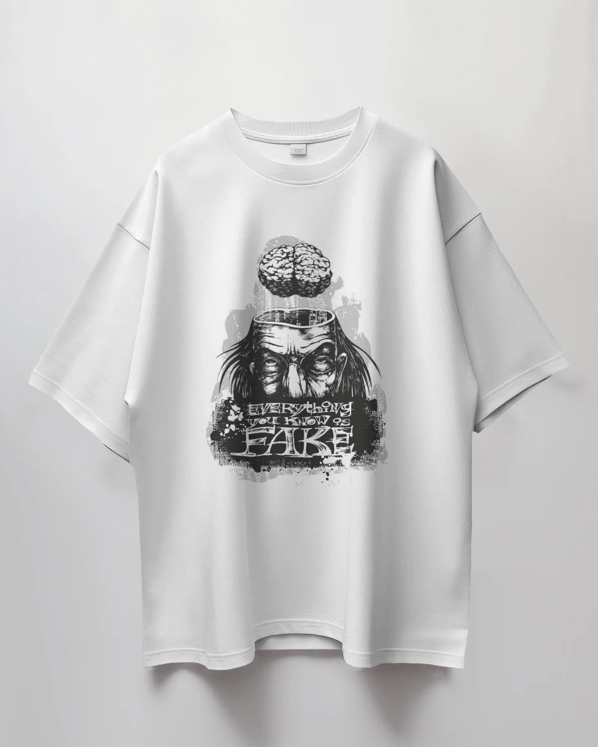 Premium Mind Illusion 'Everything Fake' Oversized T-Shirt - YORD