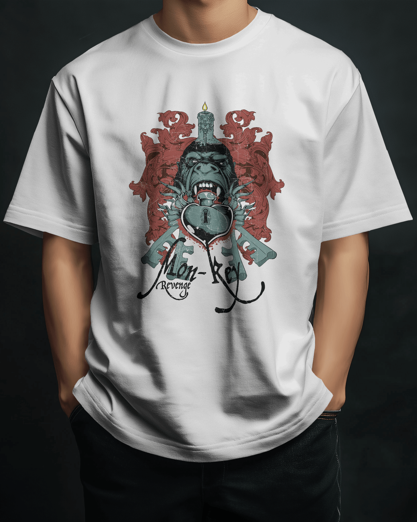 Premium Monkey Key Revenge Oversized Graphic T-shirt - YORD