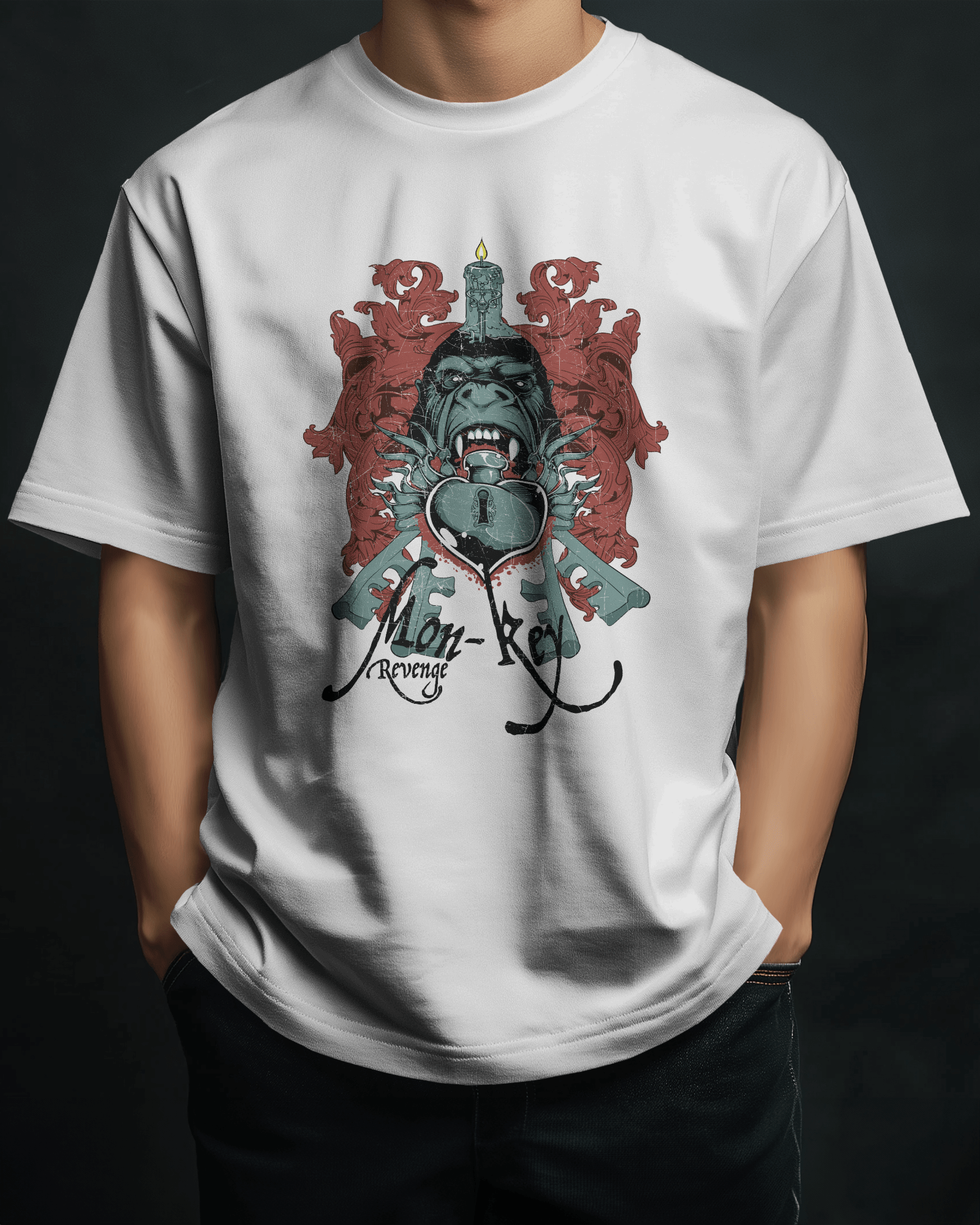 Premium Monkey Key Revenge Oversized Graphic T-shirt - YORD