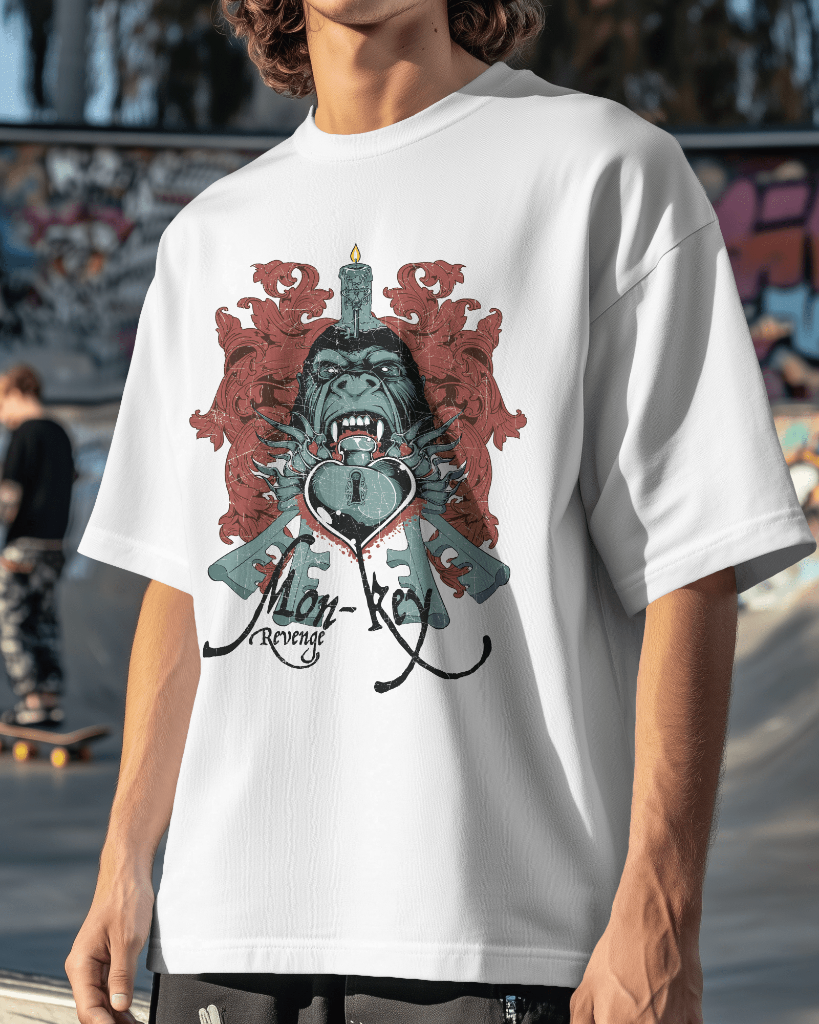 Premium Monkey Key Revenge Oversized Graphic T-shirt - YORD