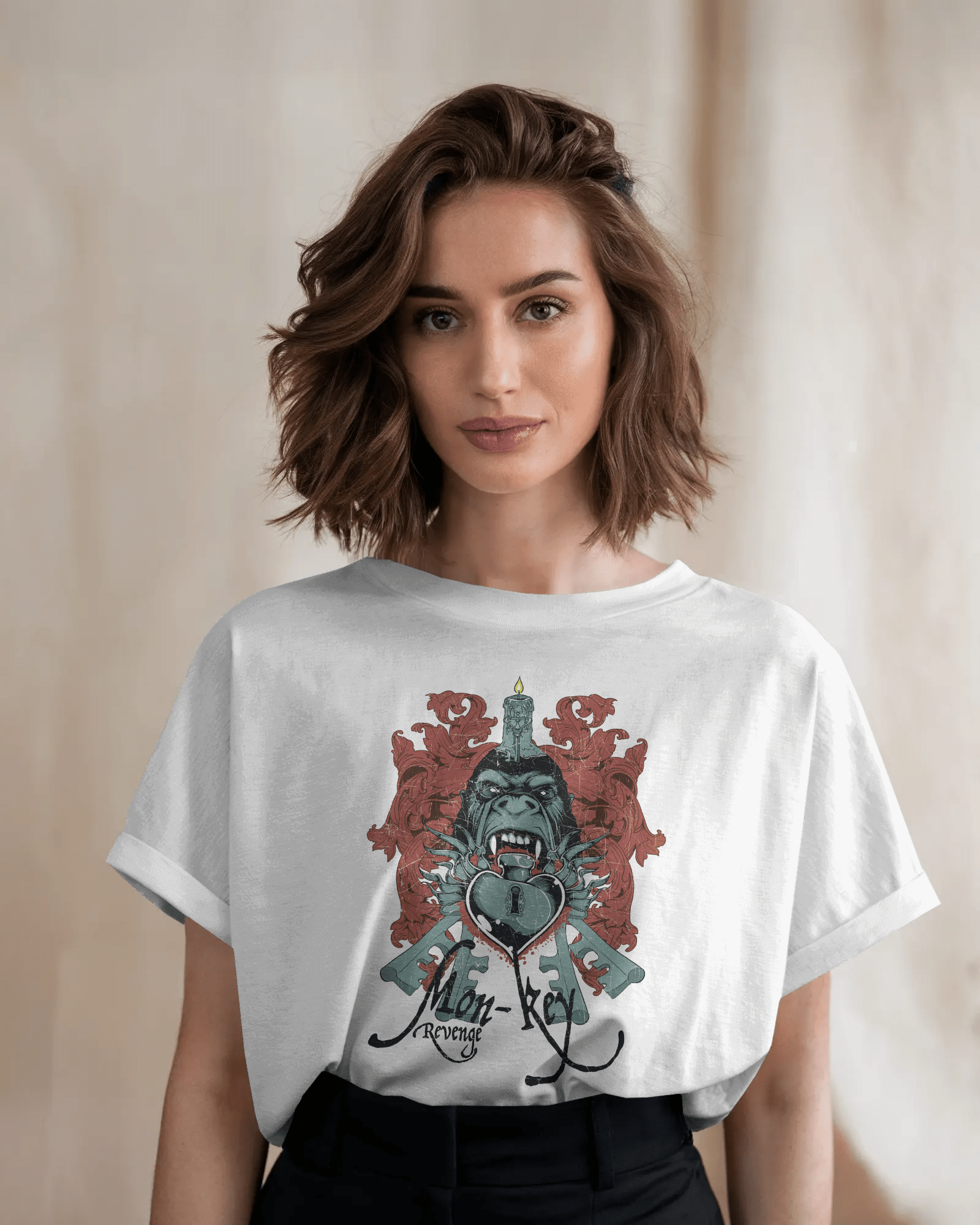Premium Monkey Key Revenge Oversized Graphic T-shirt - YORD