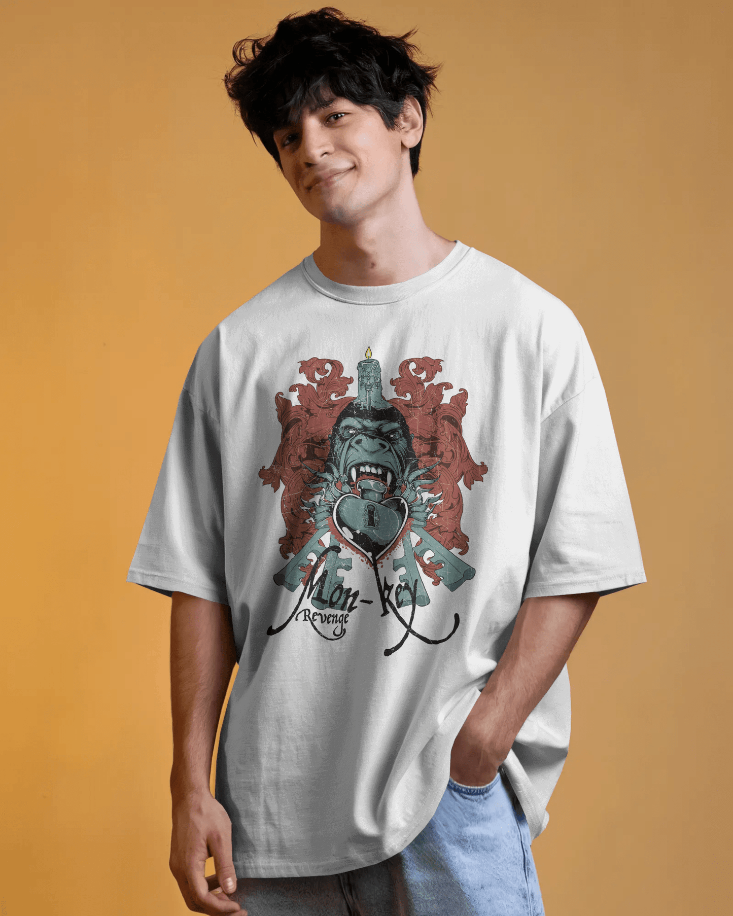 Premium Monkey Key Revenge Oversized Graphic T-shirt - YORD