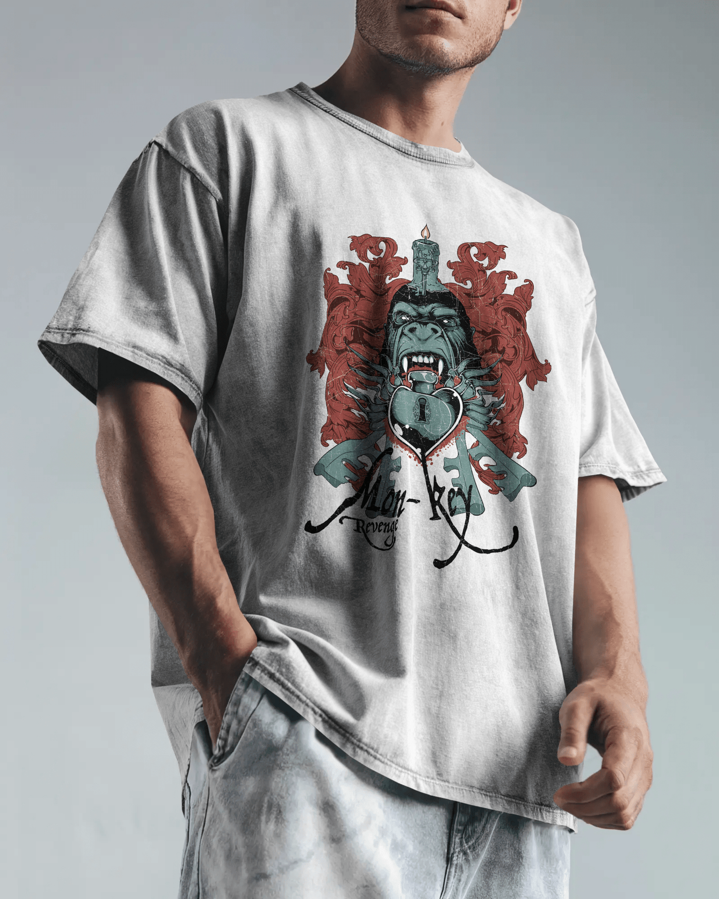 Premium Monkey Key Revenge Oversized Graphic T-shirt - YORD