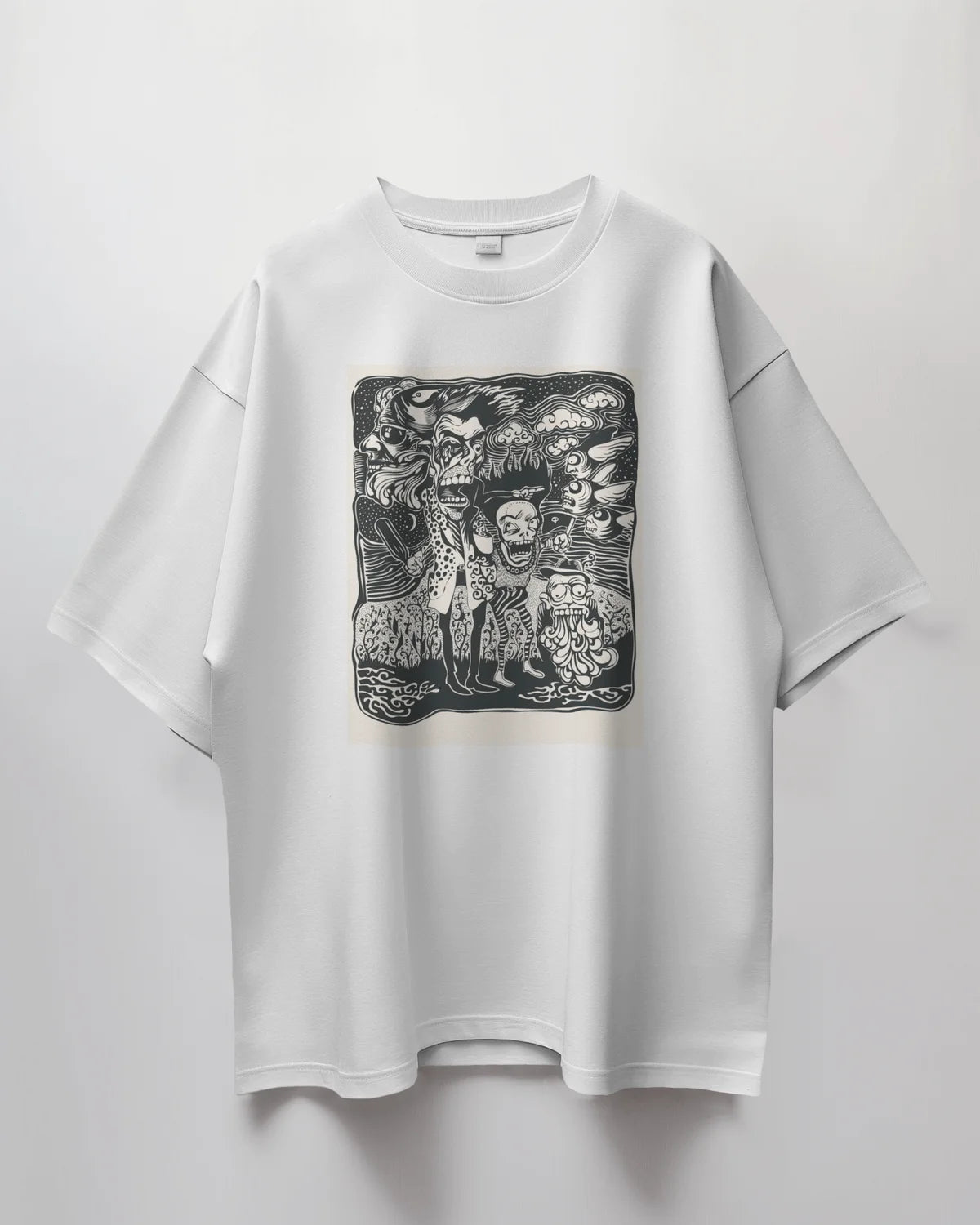 Premium Oversized Horror Ghoul Squad Graphic T-Shirt - YORD