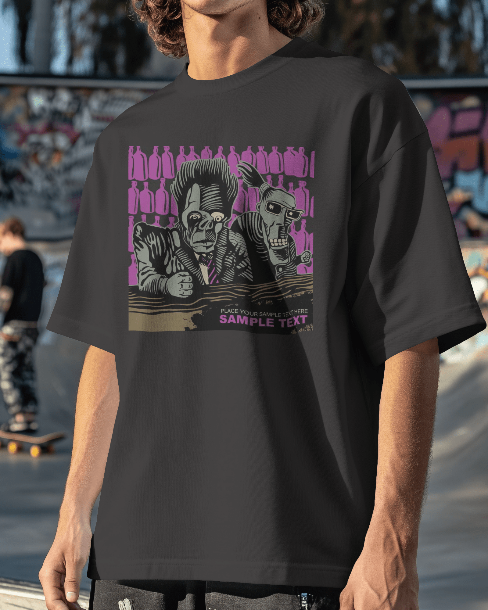 Premium Oversized Monster Duo Graphic T-Shirt - Limited Edition - YORD