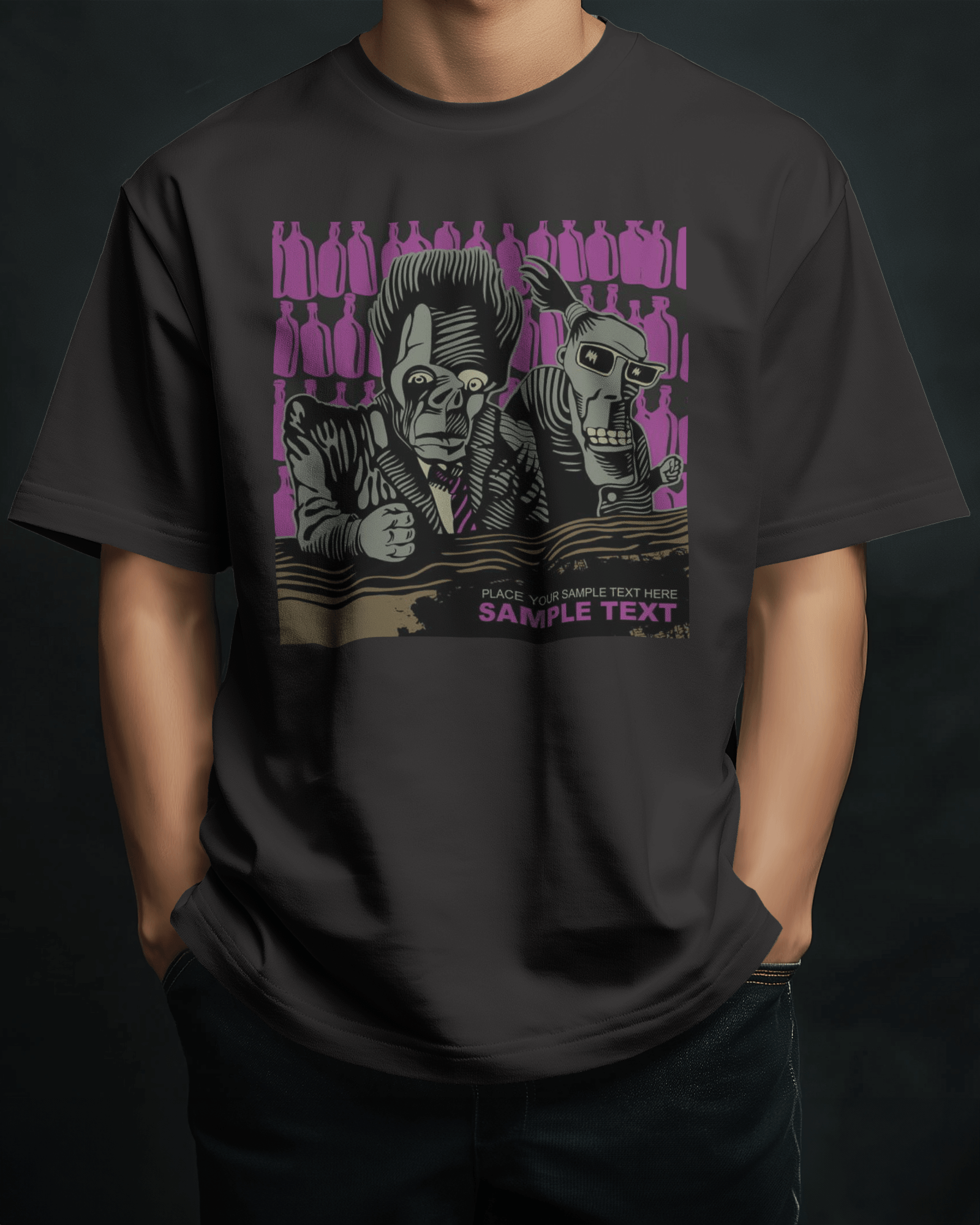 Premium Oversized Monster Duo Graphic T-Shirt - Limited Edition - YORD