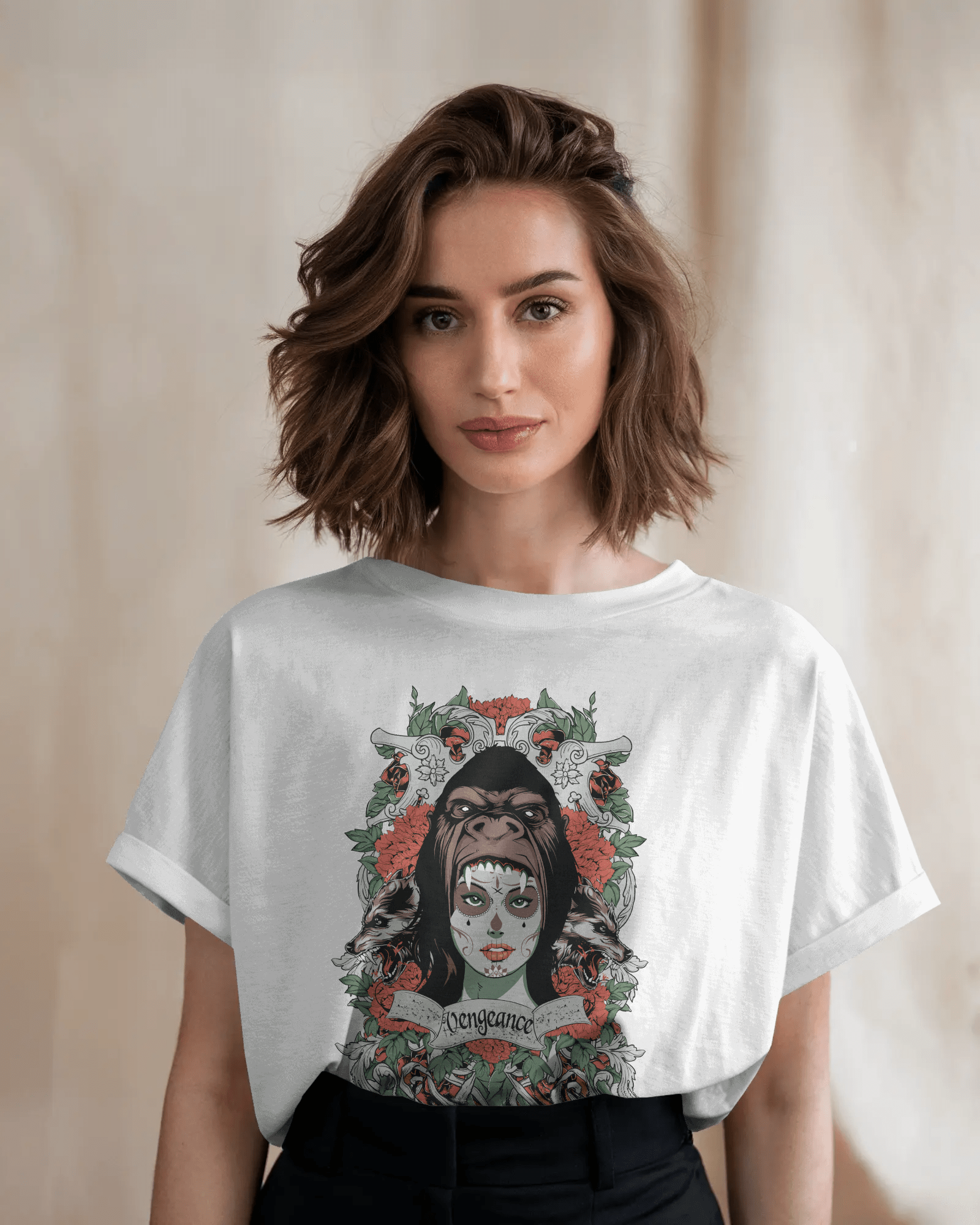 Premium Oversized 'Vengeance' Gothic Art T-Shirt - YORD
