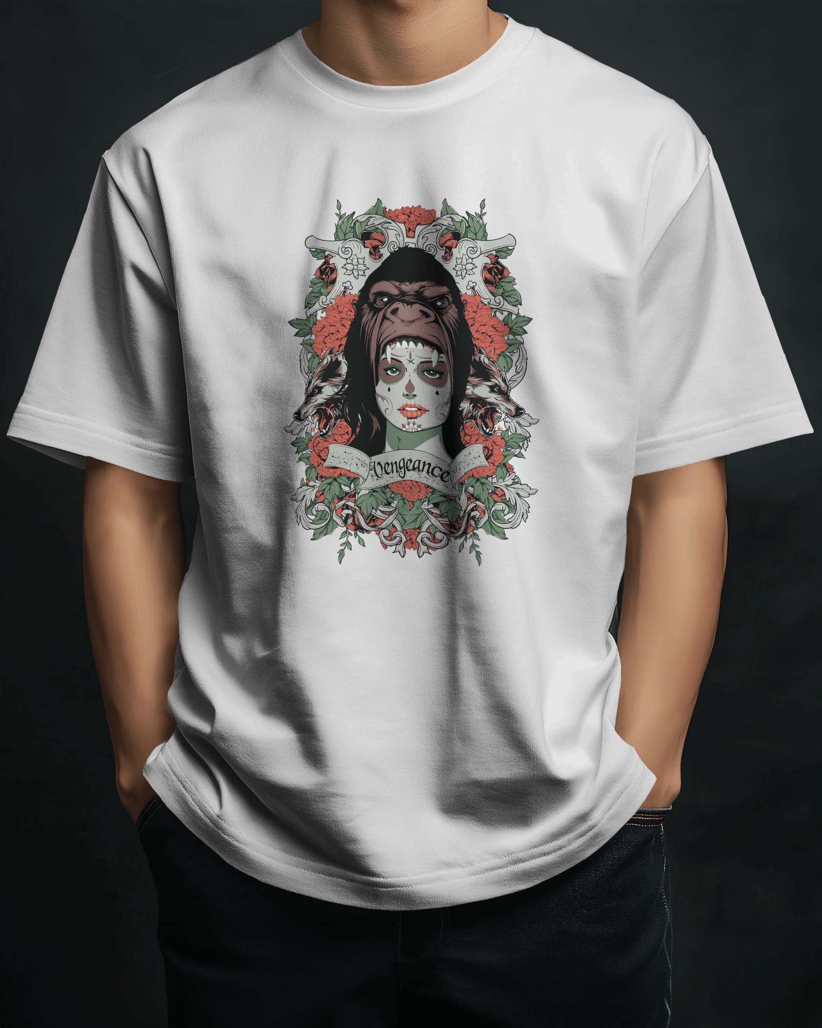 Premium Oversized 'Vengeance' Gothic Art T-Shirt - YORD