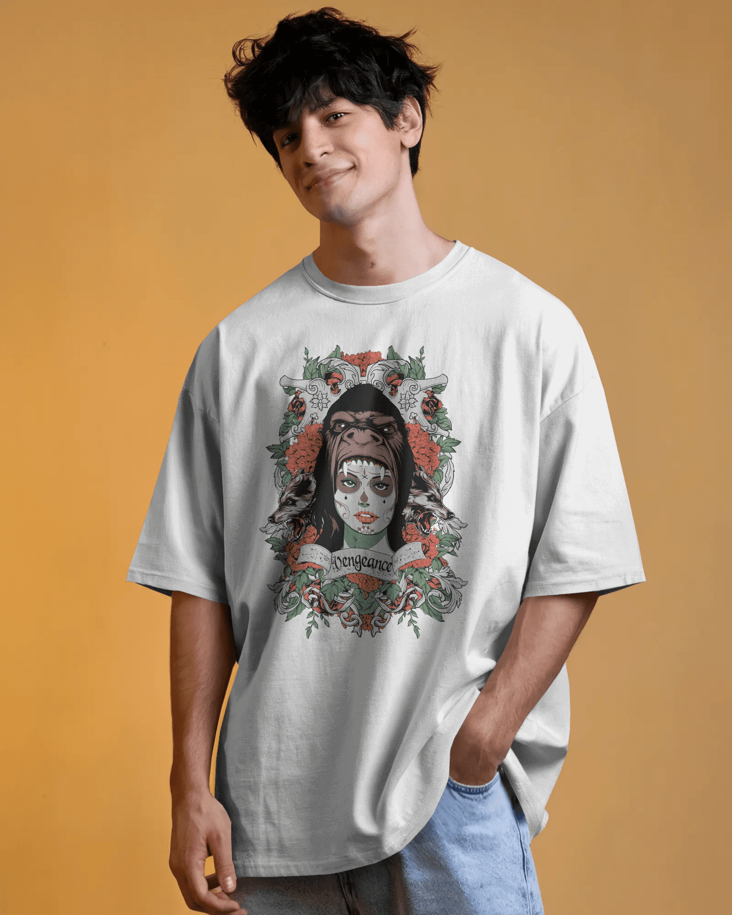 Premium Oversized 'Vengeance' Gothic Art T-Shirt - YORD