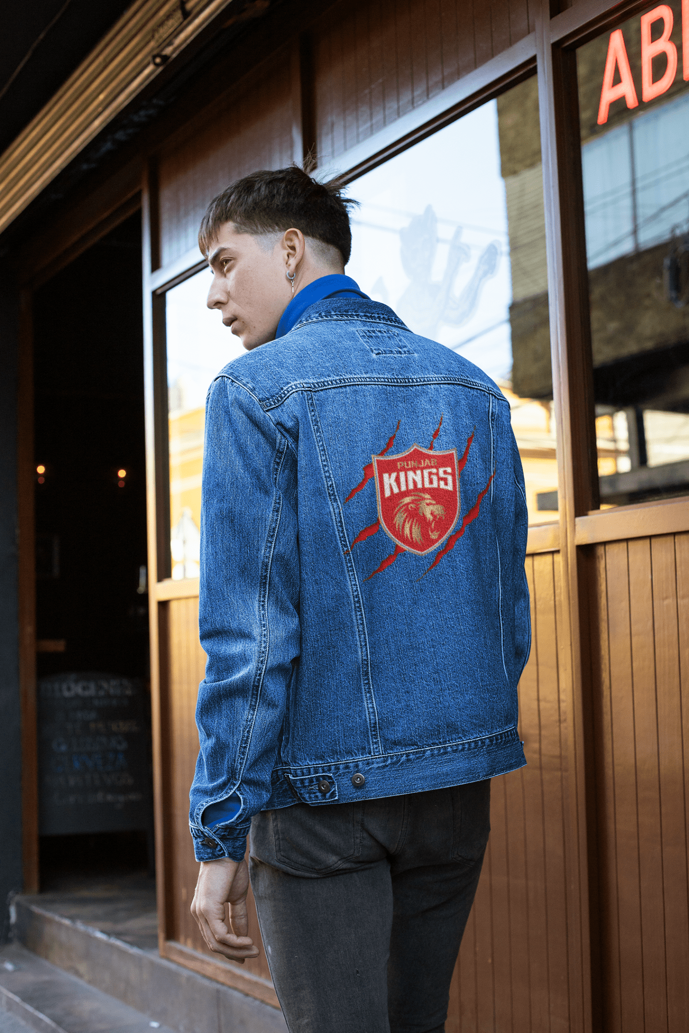 Premium Punjab Kings IPL Denim Jacket with Lion Crest Design - YORD