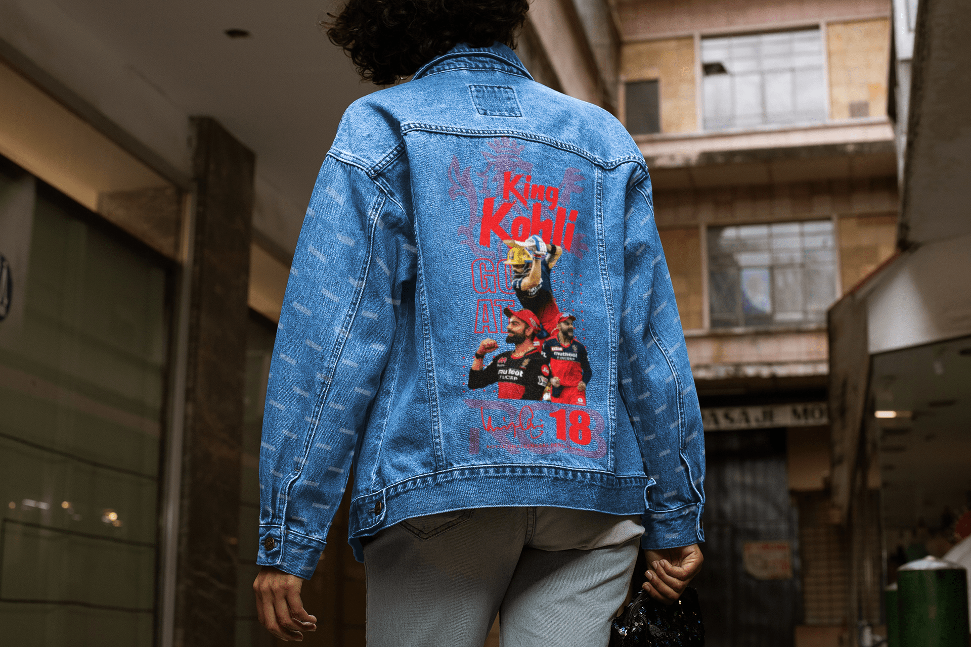 Premium RCB Virat Kohli King Denim Jacket - Limited Edition - YORD