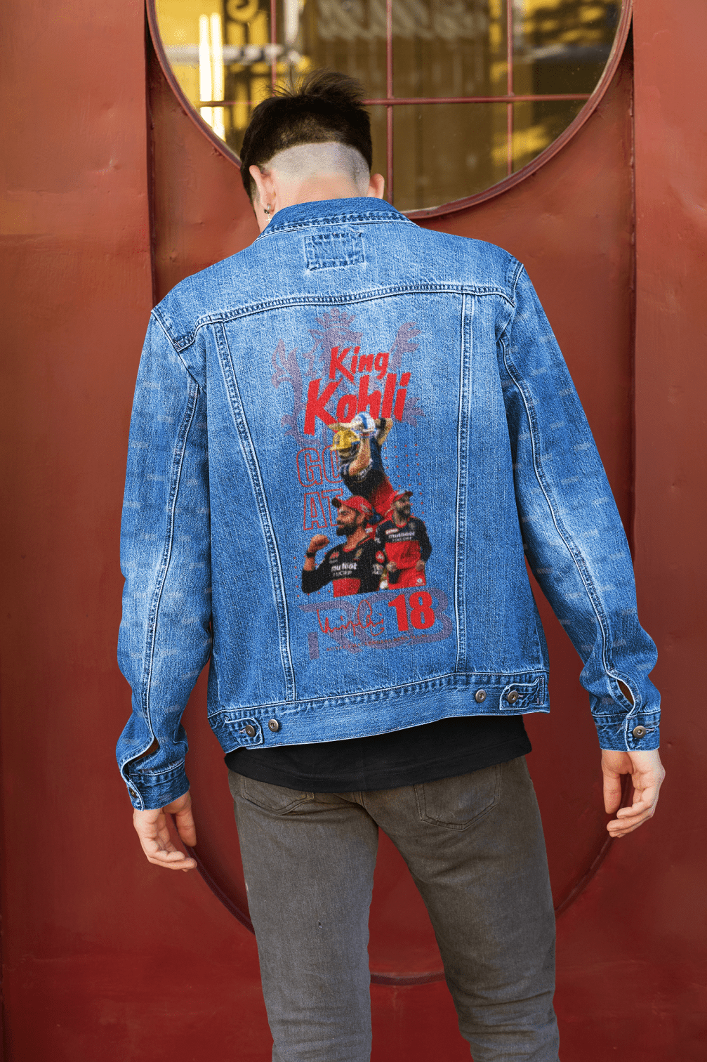 Premium RCB Virat Kohli King Denim Jacket - Limited Edition - YORD