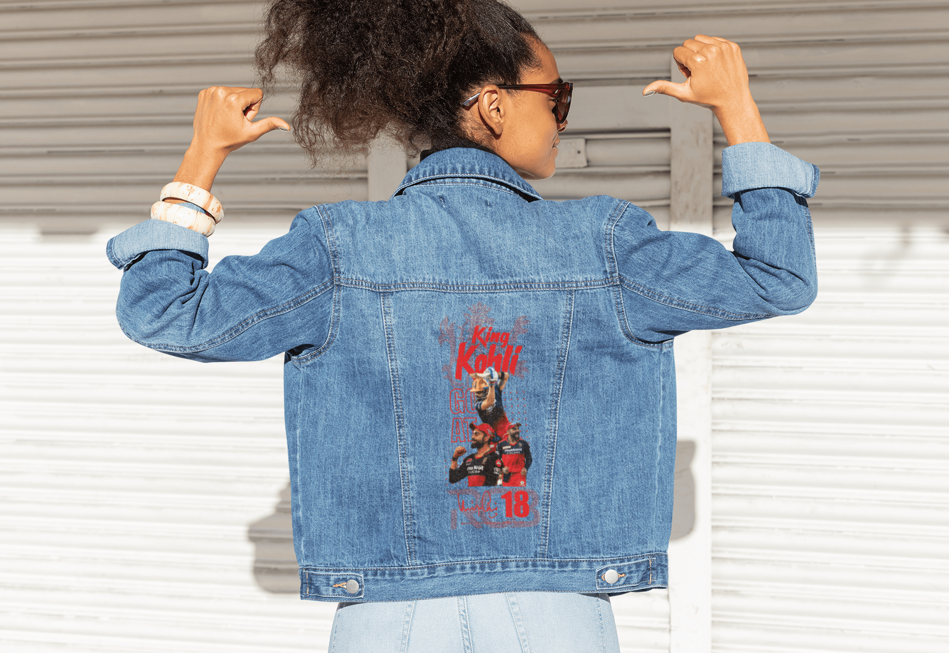 Premium RCB Virat Kohli King Denim Jacket - Limited Edition - YORD
