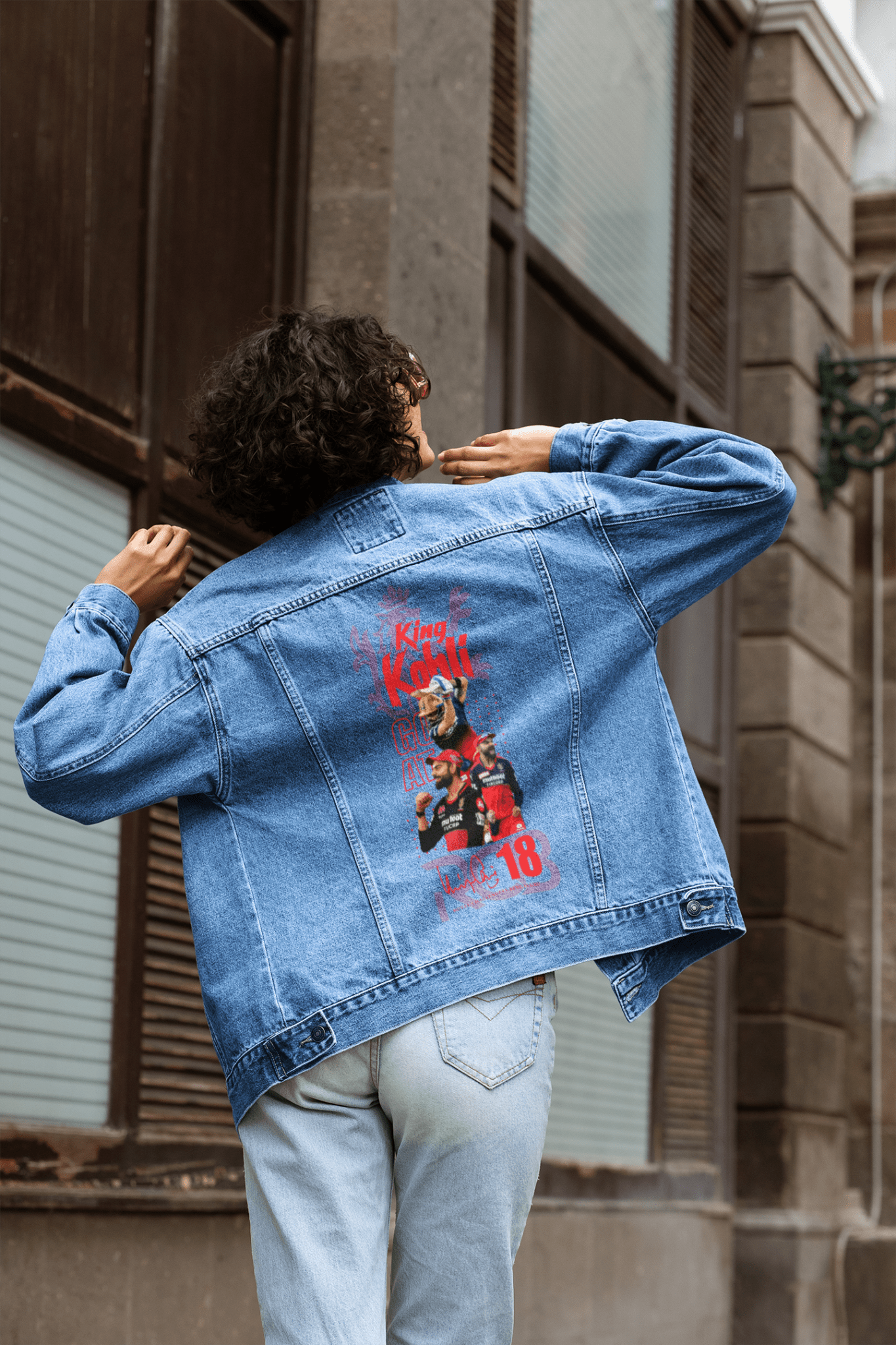 Premium RCB Virat Kohli King Denim Jacket - Limited Edition - YORD