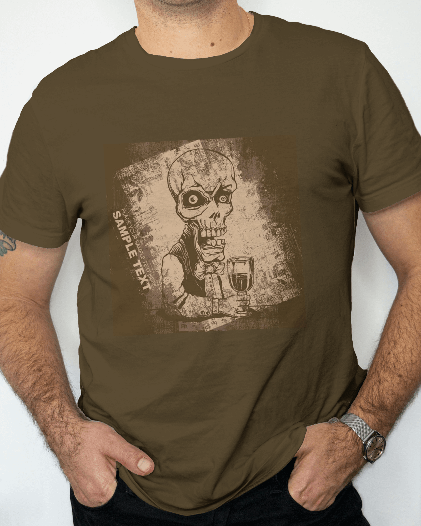 Premium Skeleton Waiter Graphic Regular T-shirt - YORD