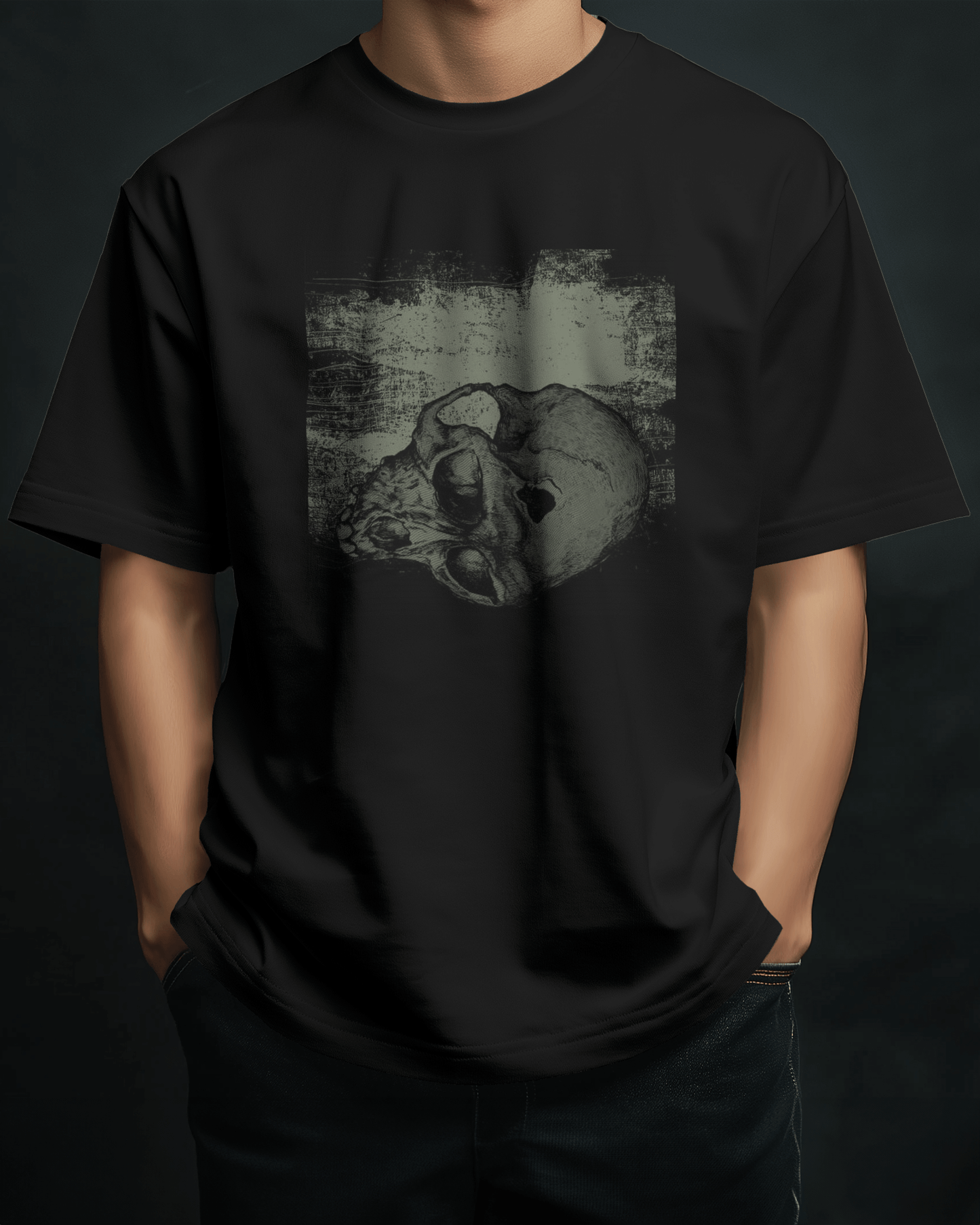 Premium Skull Distressed Graphic Oversized T-shirt - YORD