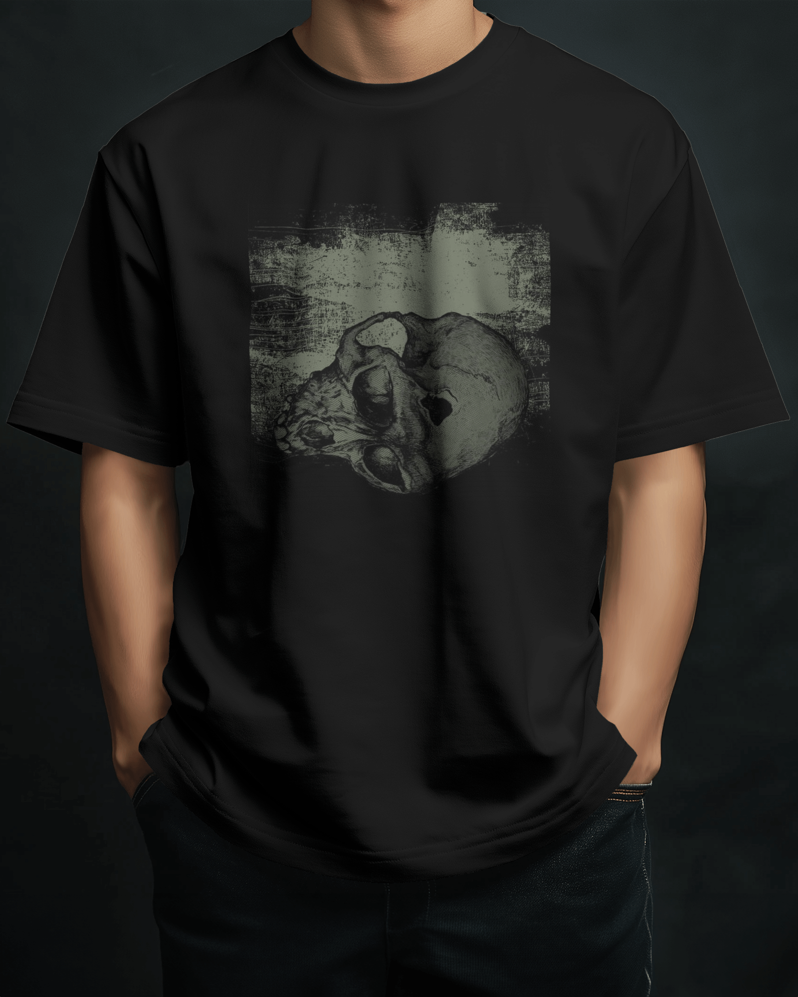 Premium Skull Distressed Graphic Oversized T-shirt - YORD