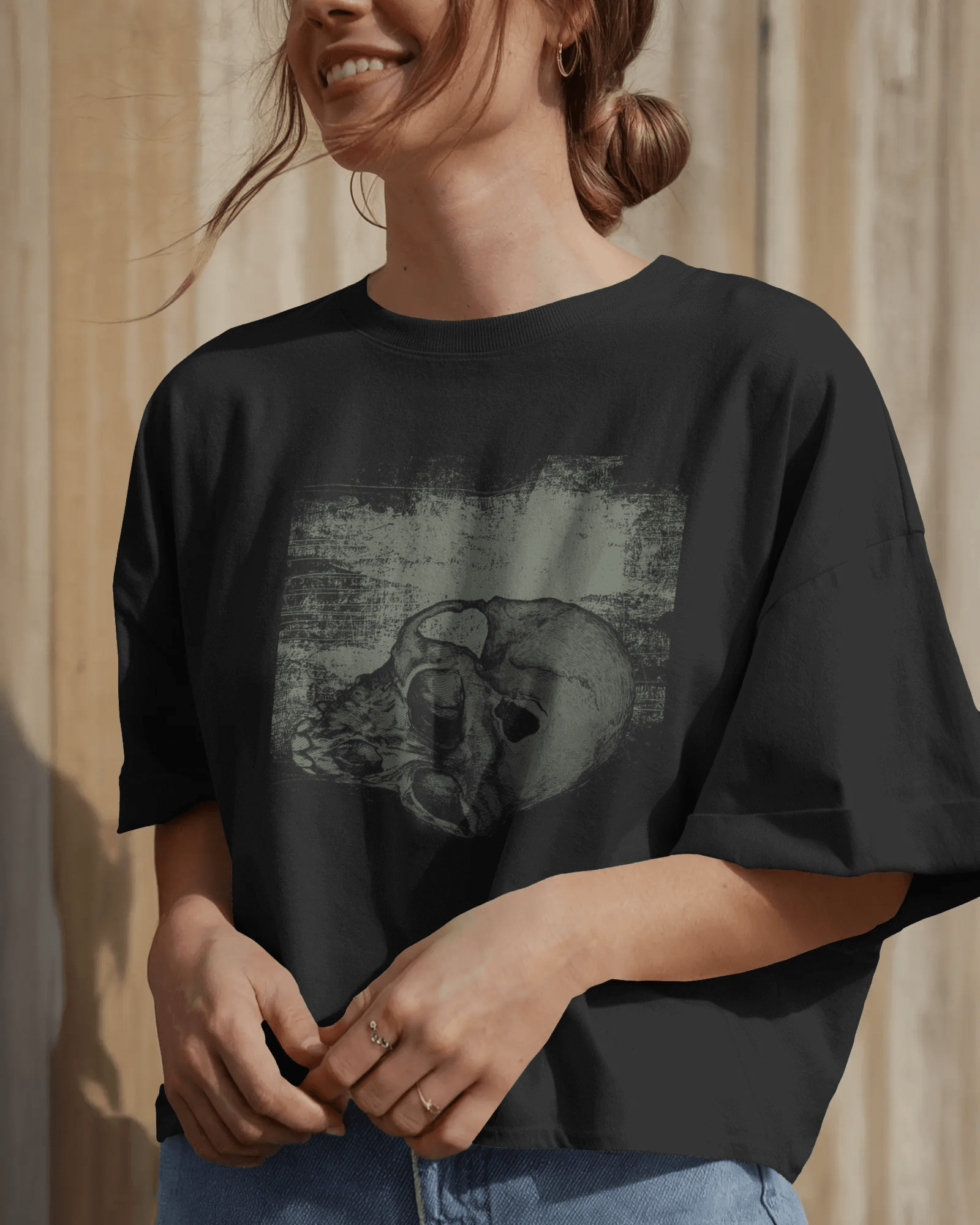 Premium Skull Distressed Graphic Oversized T-shirt - YORD