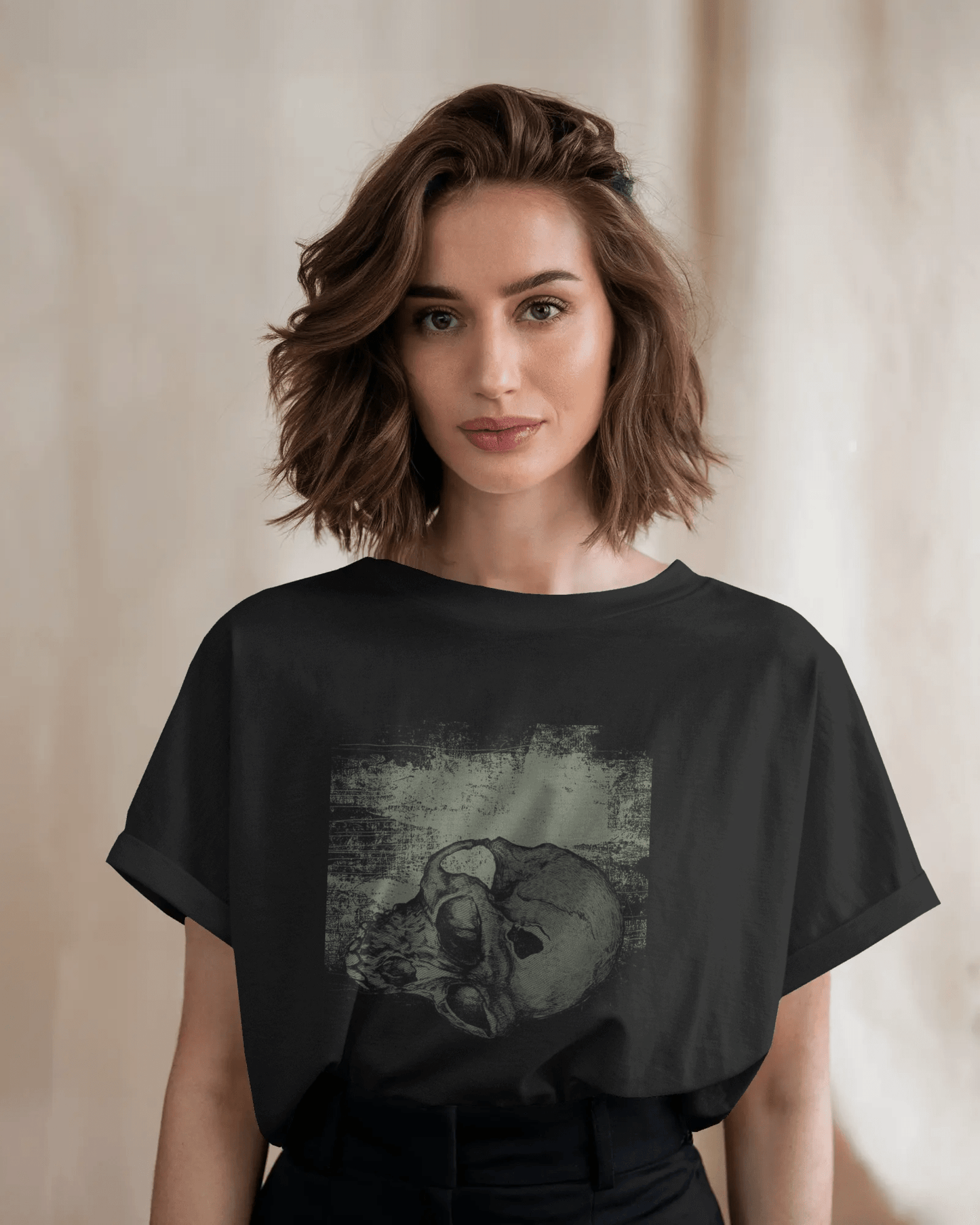 Premium Skull Distressed Graphic Oversized T-shirt - YORD