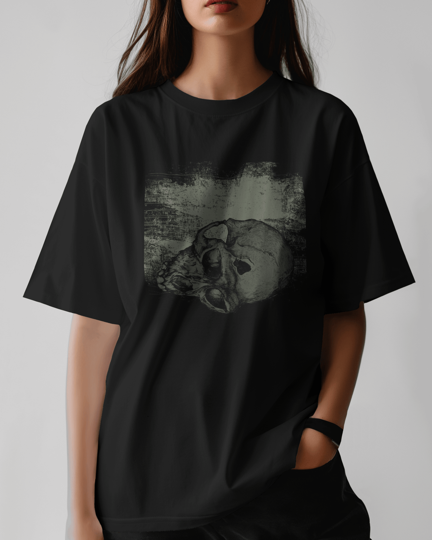 Premium Skull Distressed Graphic Oversized T-shirt - YORD
