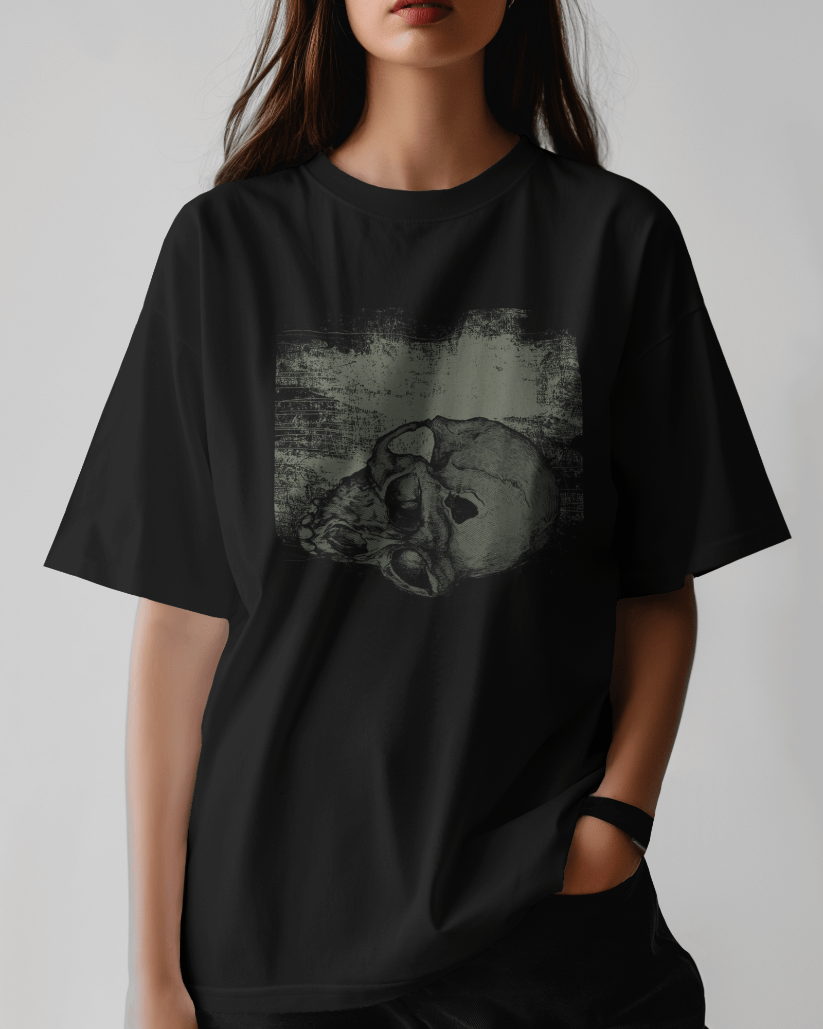 Premium Skull Distressed Graphic Oversized T-shirt - YORD