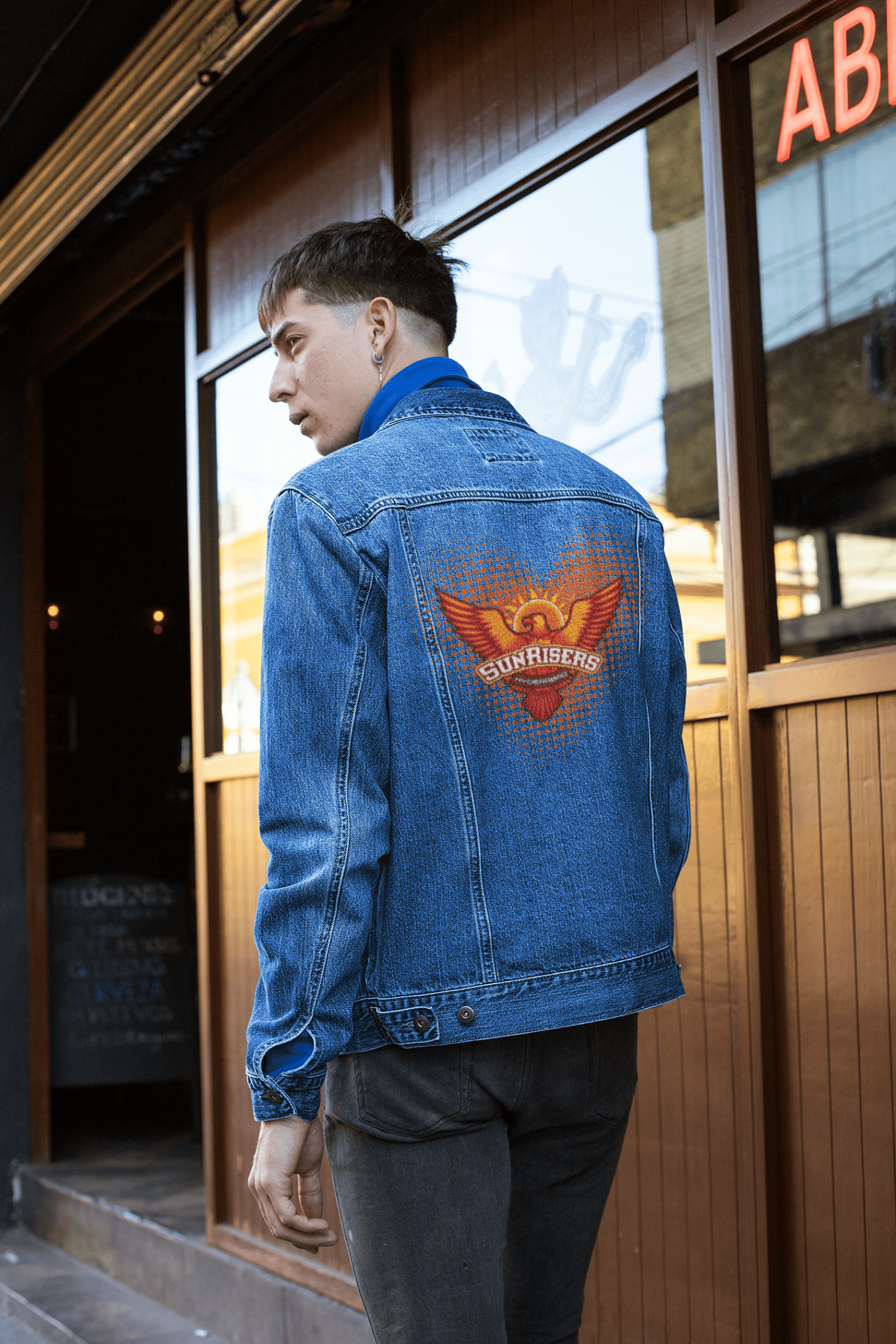 Premium SRH Sunrisers Hyderabad Logo Denim Jacket - YORD