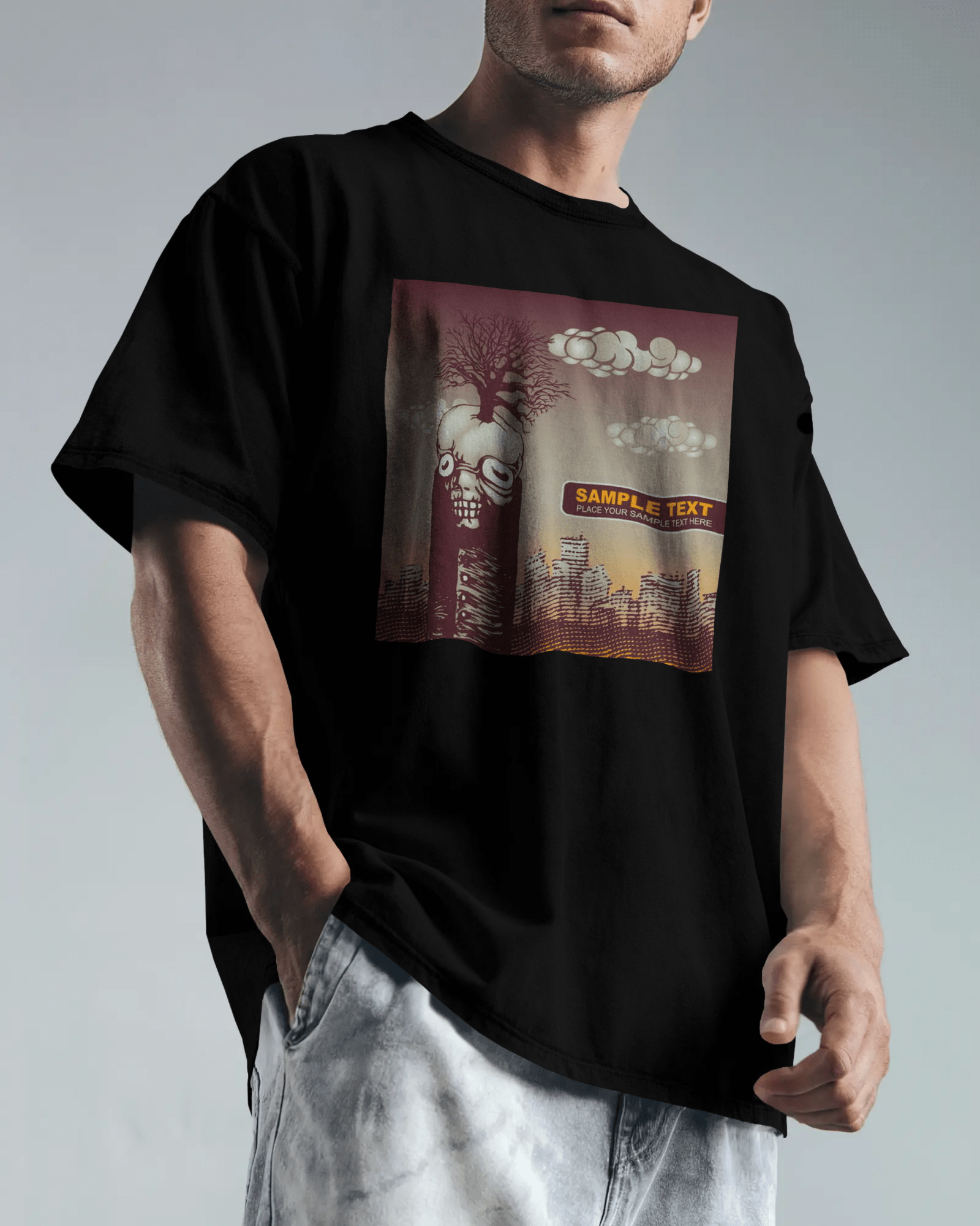 Premium Surreal Skull Tree Oversized T-shirt - Limited Edition - YORD