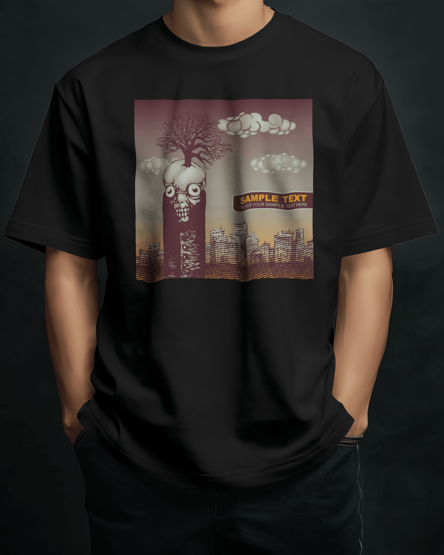 Premium Surreal Skull Tree Oversized T-shirt - Limited Edition - YORD