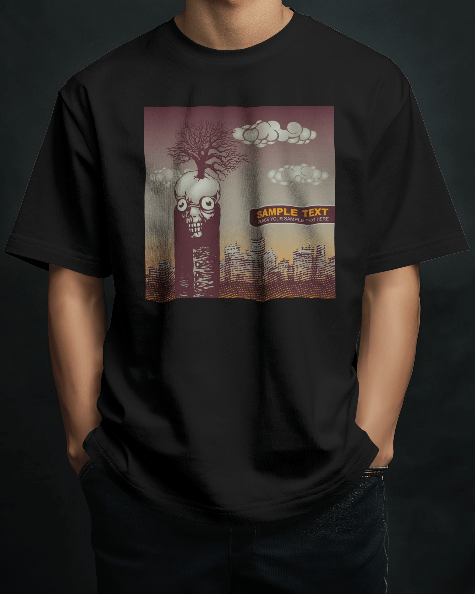 Premium Surreal Skull Tree Oversized T-shirt - Limited Edition - YORD