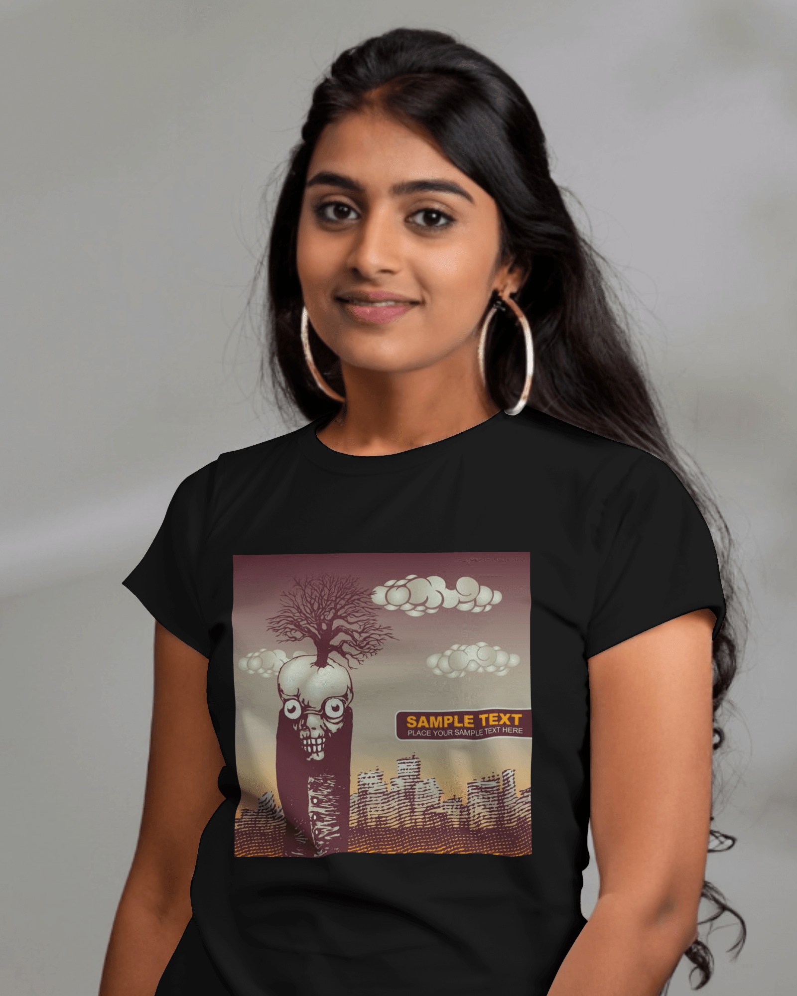 Premium Surreal Skull Tree Urban Landscape Graphic T-Shirt - YORD