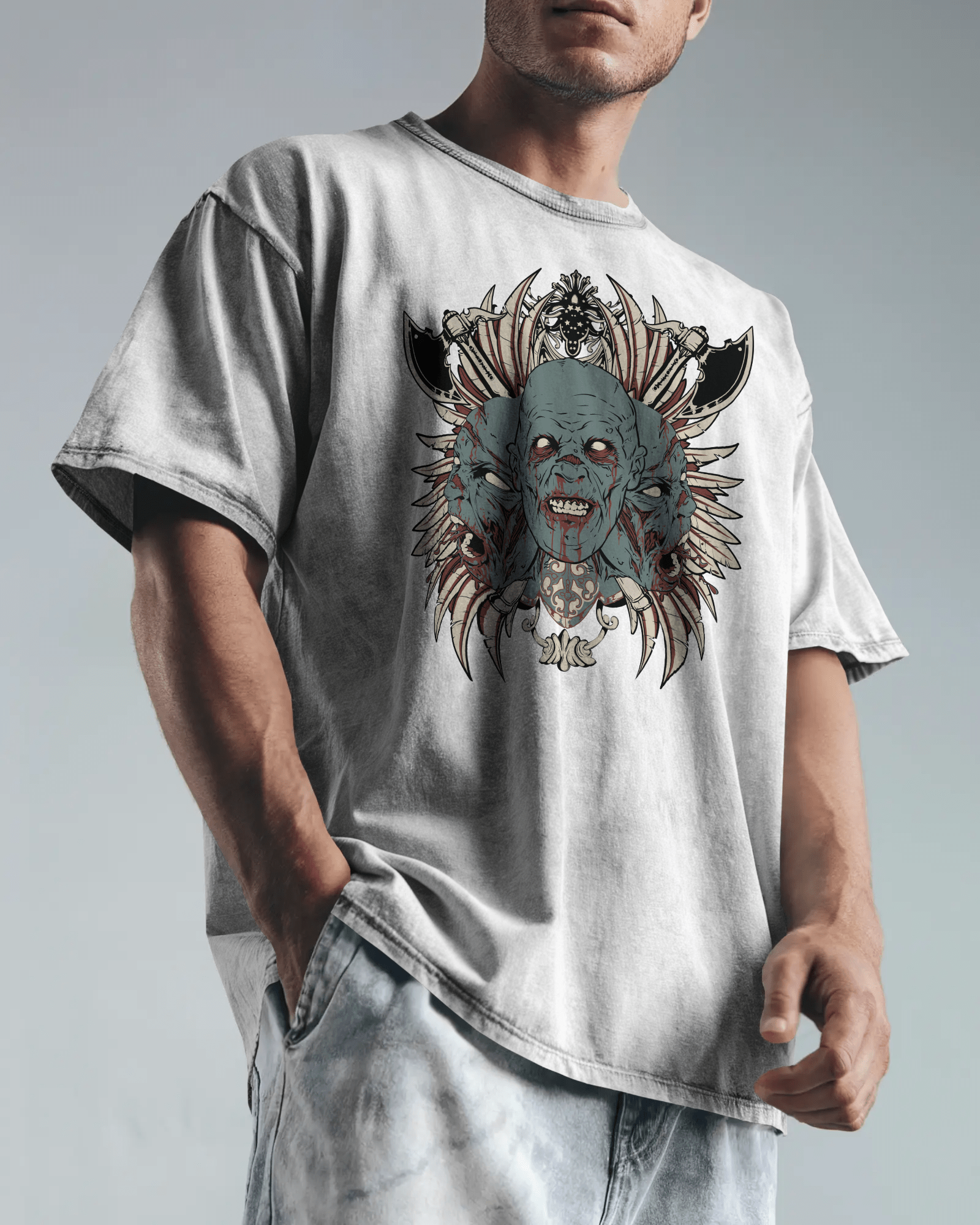 Premium Zombie Creature Gothic Oversized T-shirt - YORD