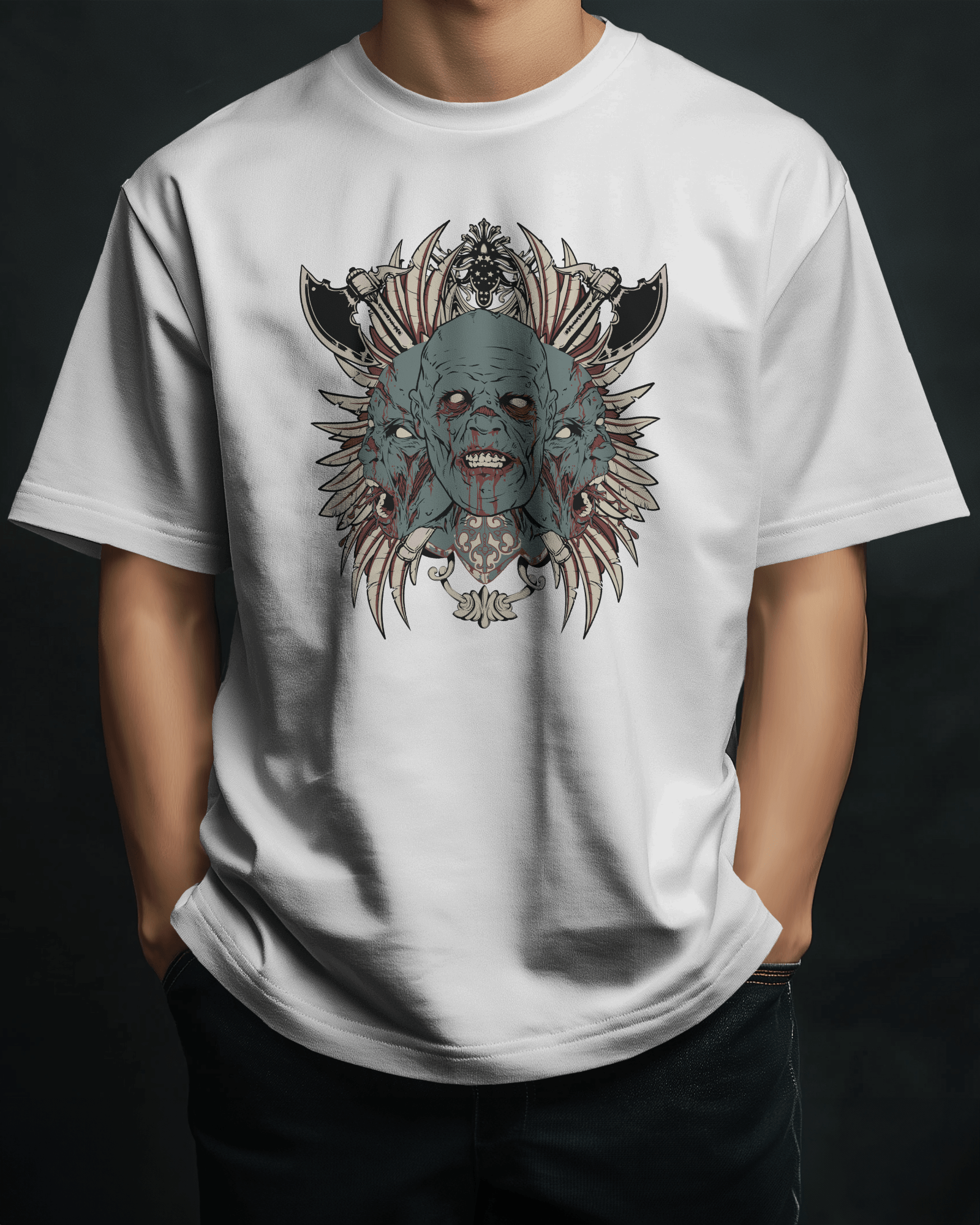 Premium Zombie Creature Gothic Oversized T-shirt - YORD